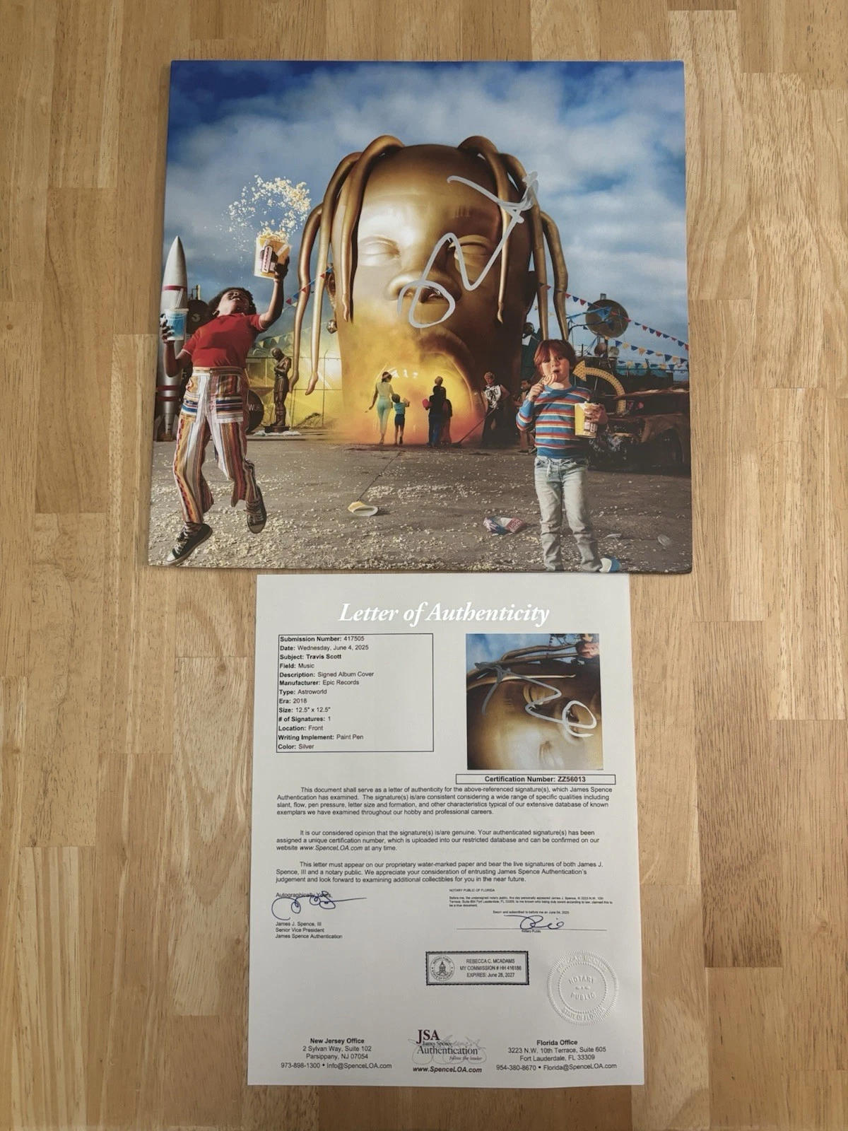 Travis Scott Signed Autographed  ASTROWORLD Vinyl  JSA Loa Cactus  Jack