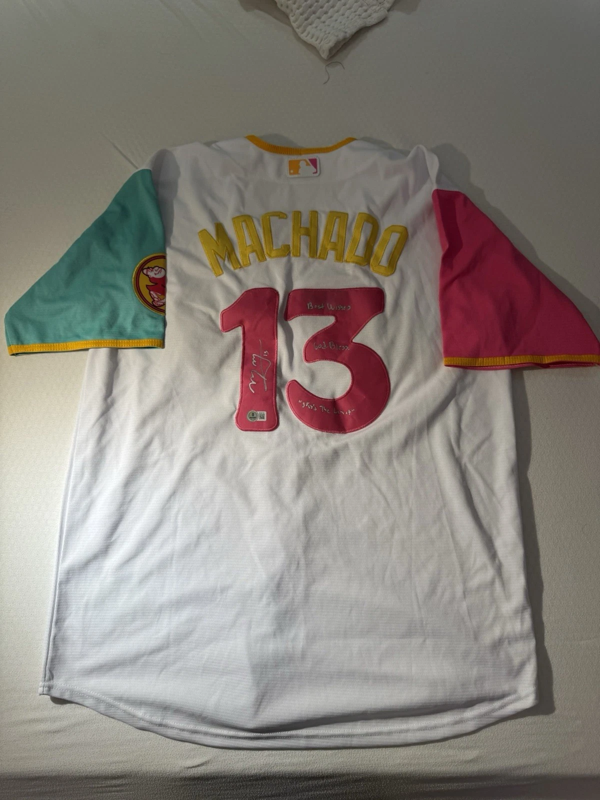 Manny Machado San Diego Padres Signed City Connect Jersey Inscriptions BAS COA