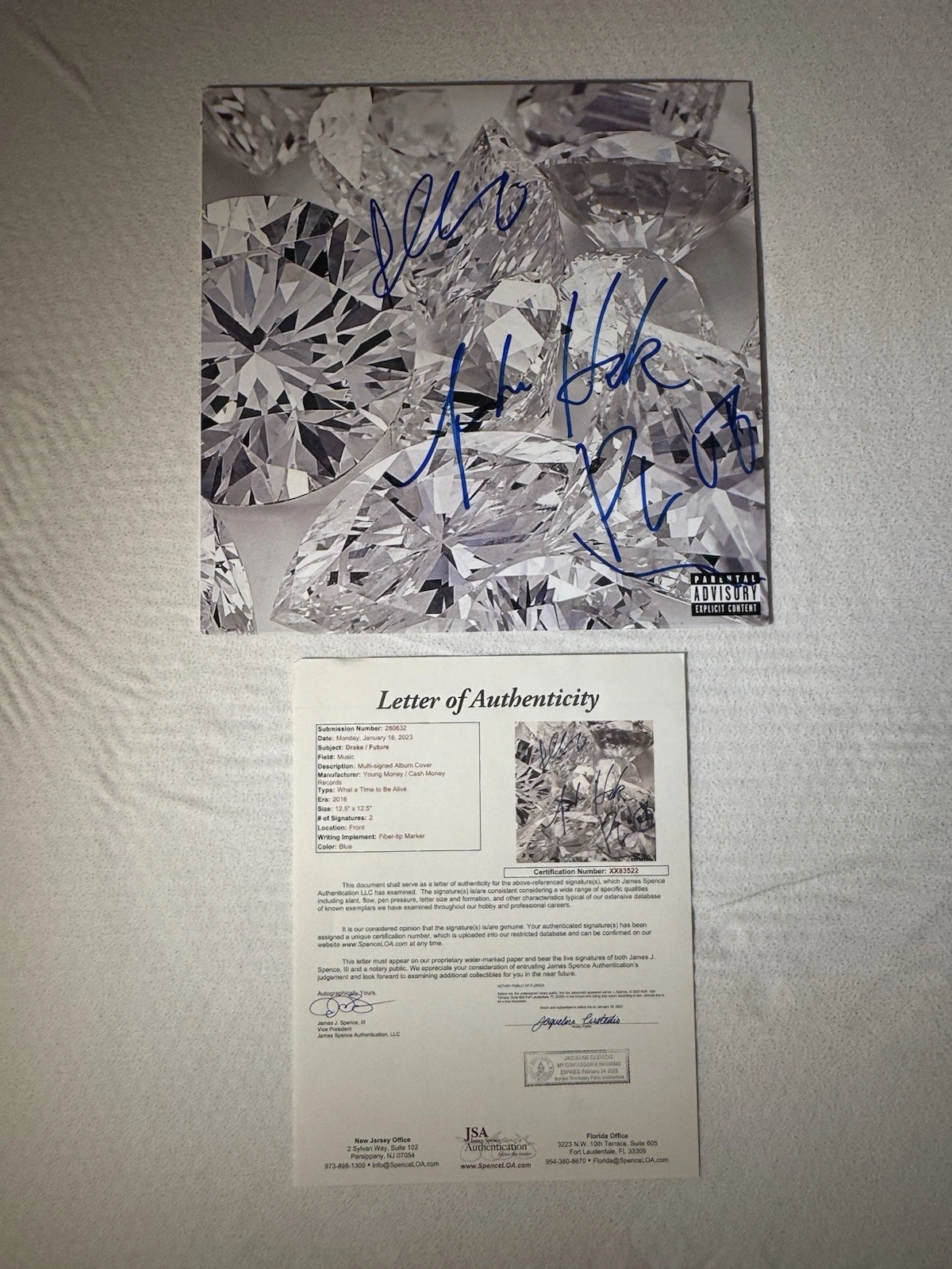 Drake Future “What a Time to be Alive” Signed Vinyl JSA LOA COA