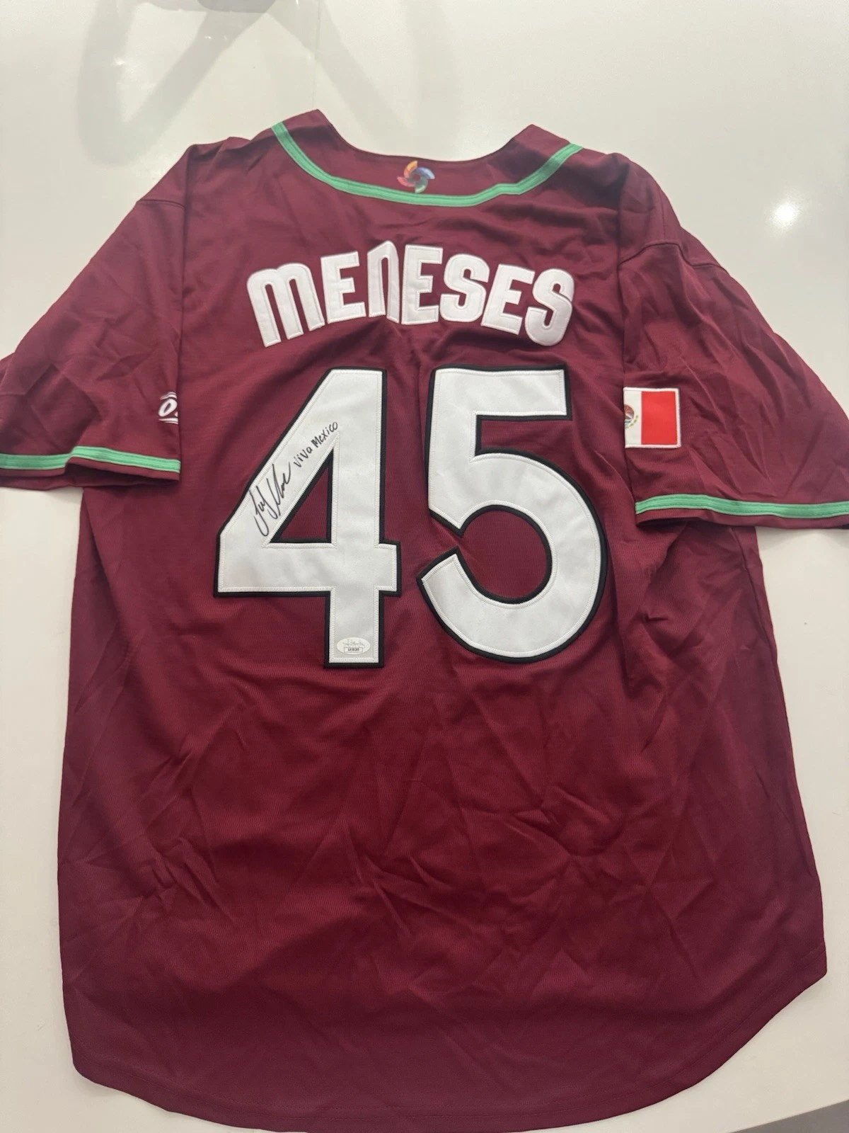 Joey Meneses Mexico Signed Jersey Inscribed “Viva México” JSA COA