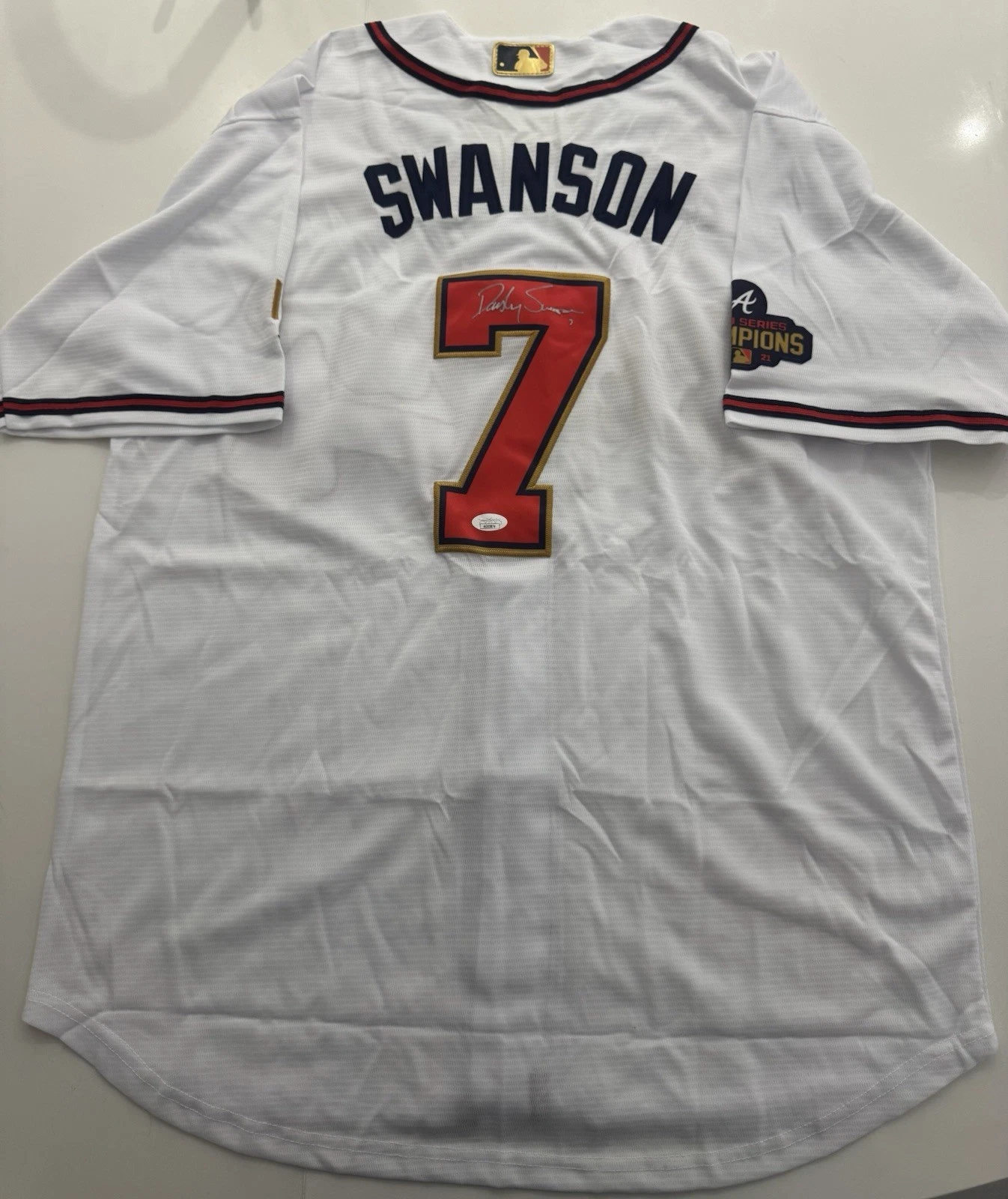 Dansby Swanson Atlanta Braves Autographed WS Jersey Cubs Star JSA COA