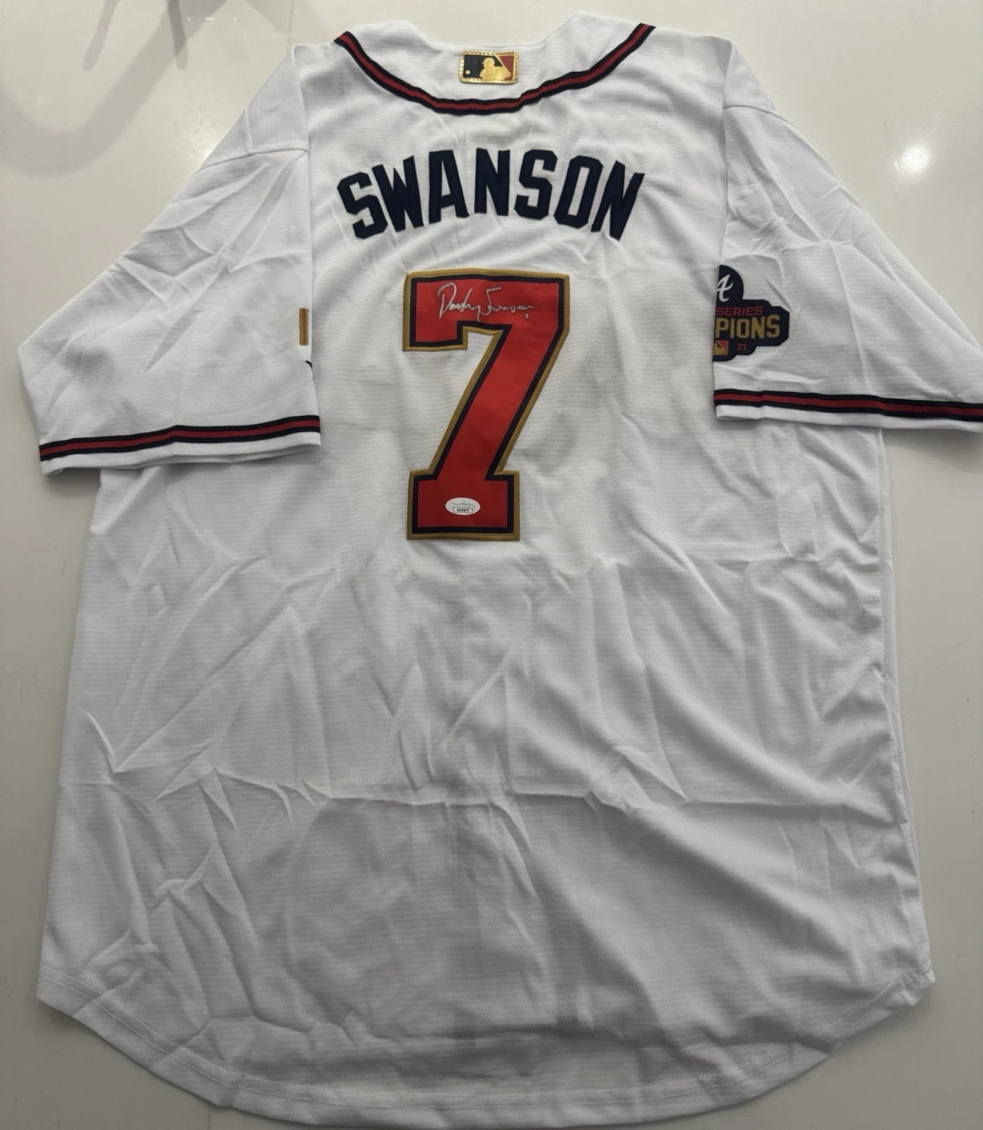 Dansby Swanson Atlanta Braves Autographed WS Jersey Cubs Star JSA COA
