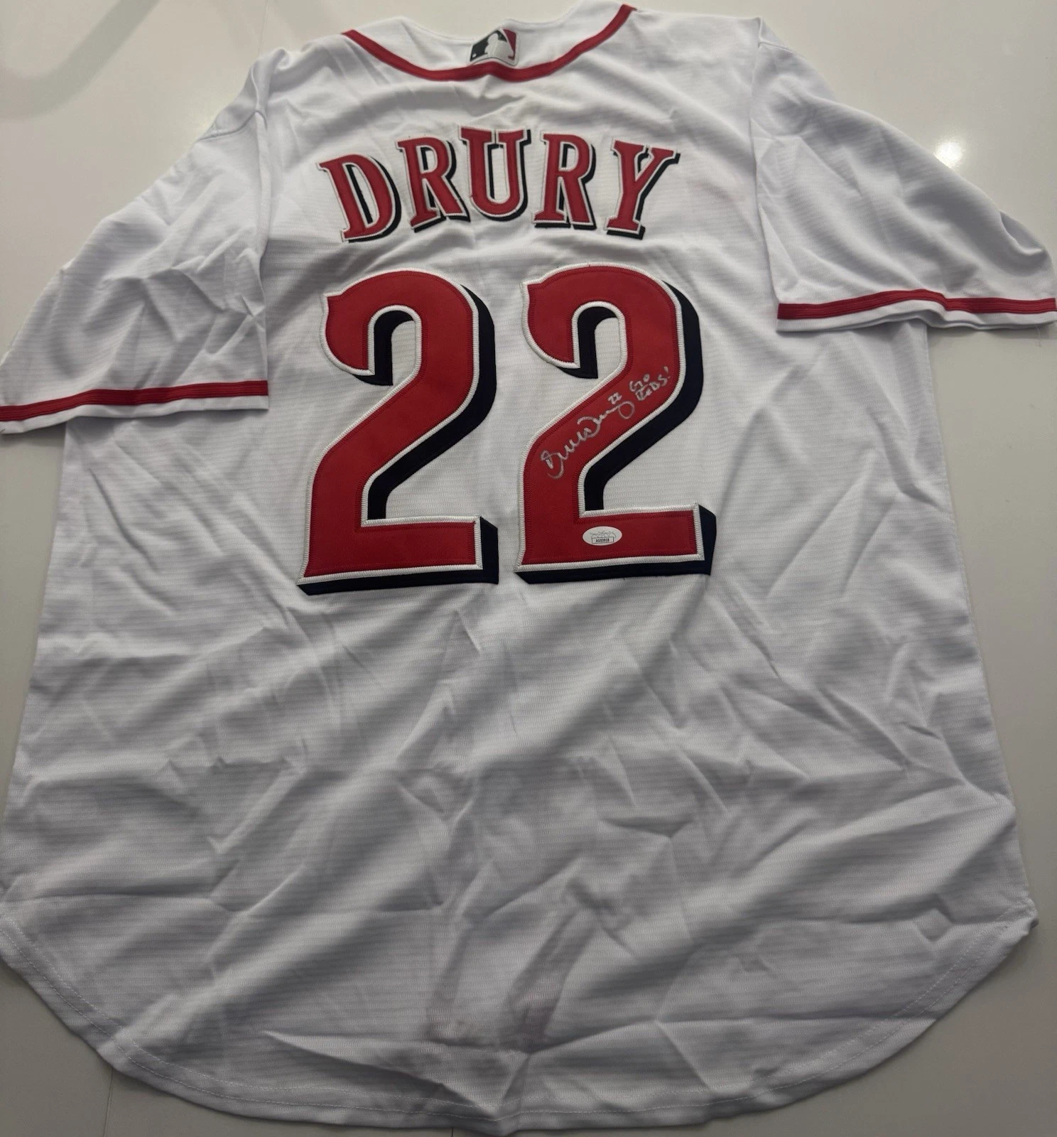 Brandon Drury Cincinnati Reds Autographed Jersey Inscribed Go Reds JSA COA