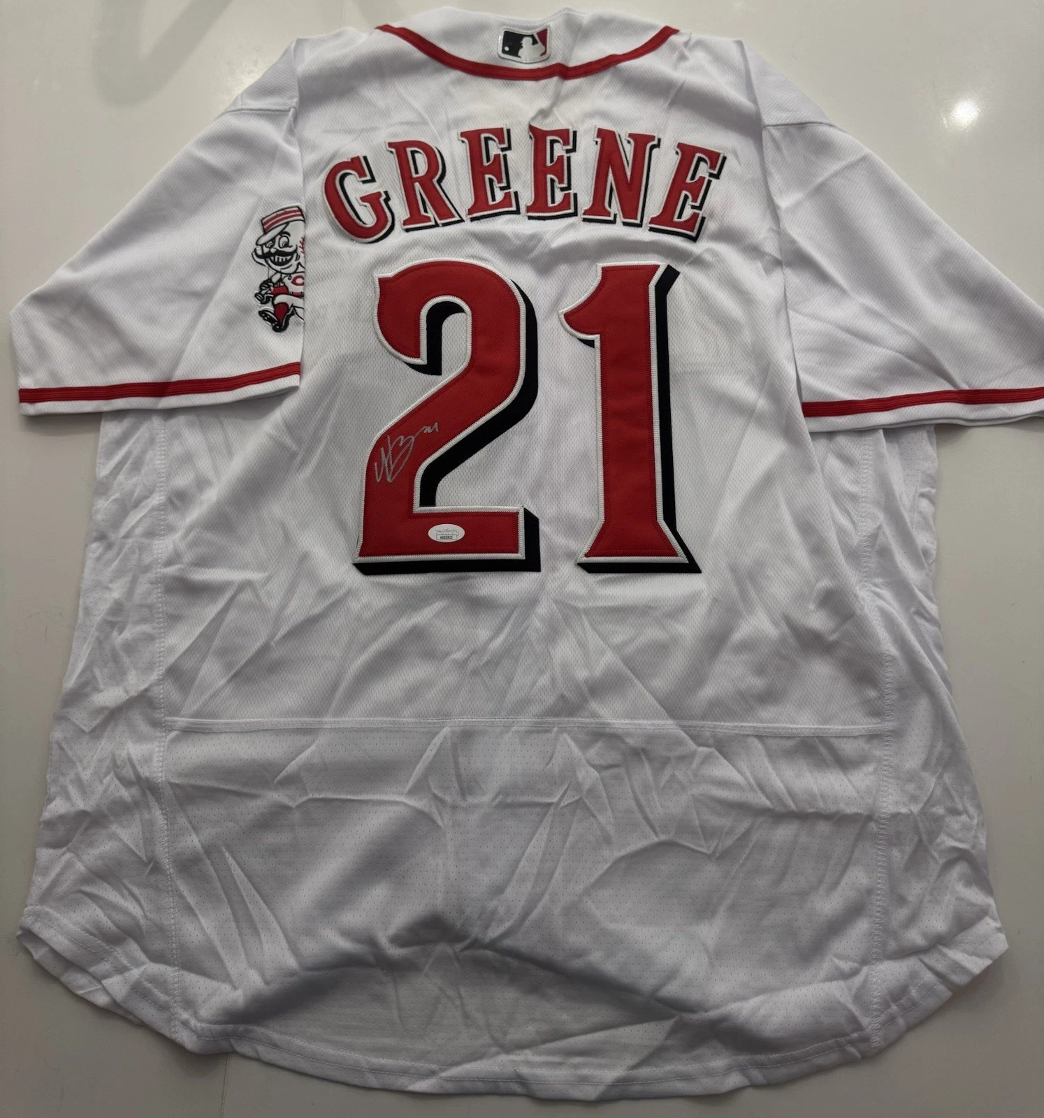 Hunter Greene Cincinnati Reds Autographed Jersey JSA COA