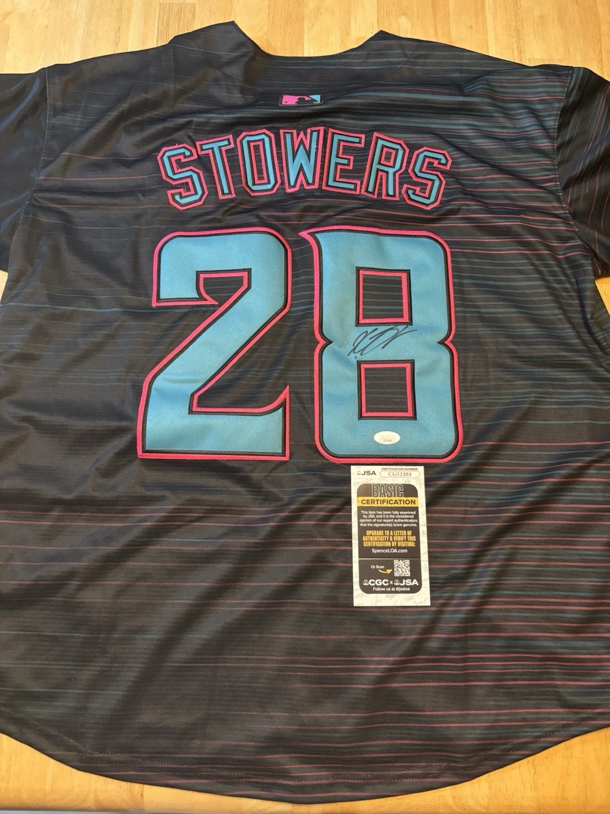 Kyle Stowers Signed Autographed Miami Marlins City Edition Jersey. Jsa Coa