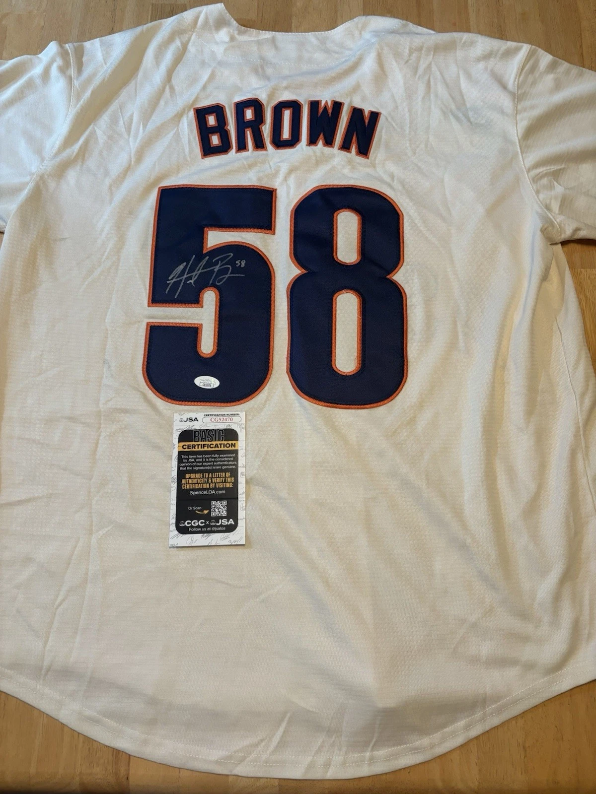 Hunter Brown Signed Autographed Houston Astros Jersey. JSA Coa. All Star