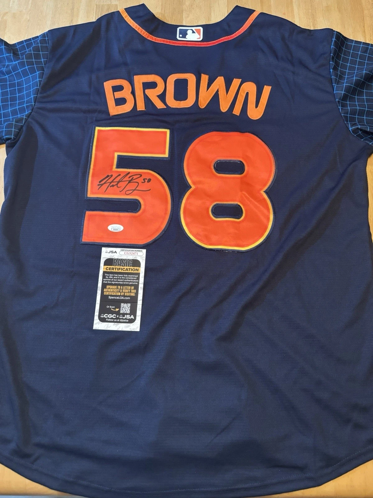 Hunter Brown Signed Autographed Houston Astros Jersey. JSA Coa. All Star