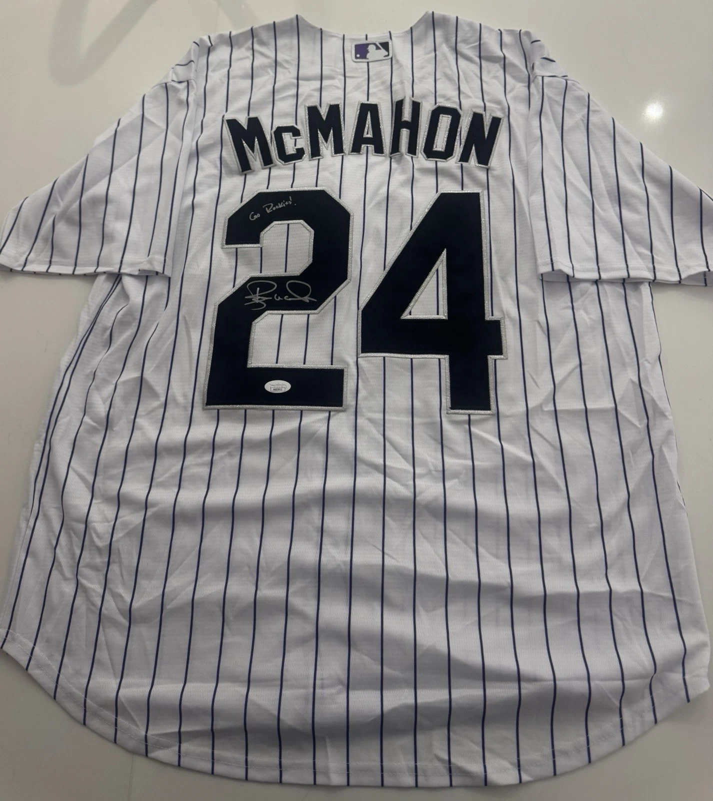 Ryan McMahon Colorado Rockies Autographed Jersey Inscribed Go Rockies JSA COA