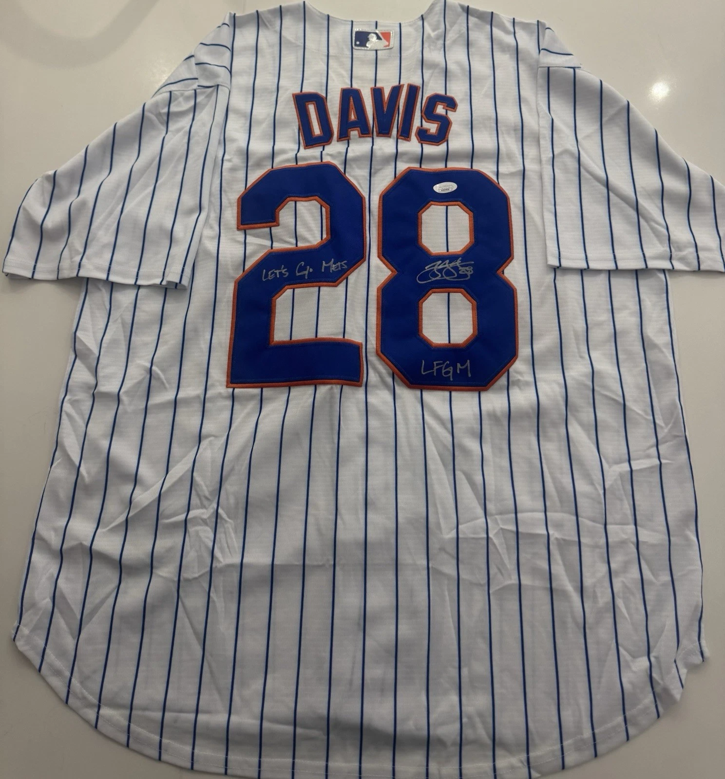 J.D. Davis New York Mets Autographed Jersey Inscribed JSA COA