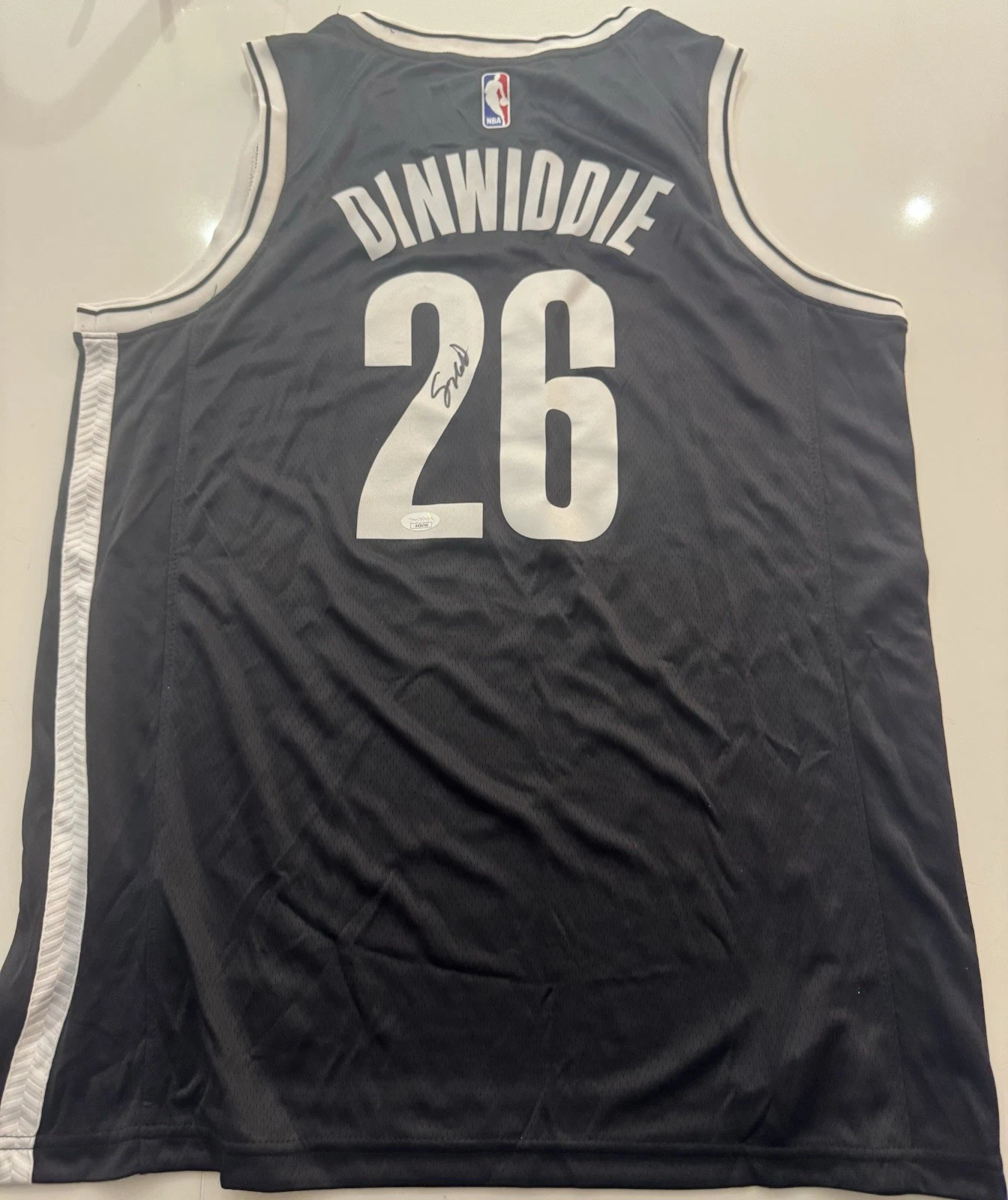 SPENCER DINWIDDIE BROOKLYN NETS SIGNED AUTOGRAPHED JERSEY. JSA COA