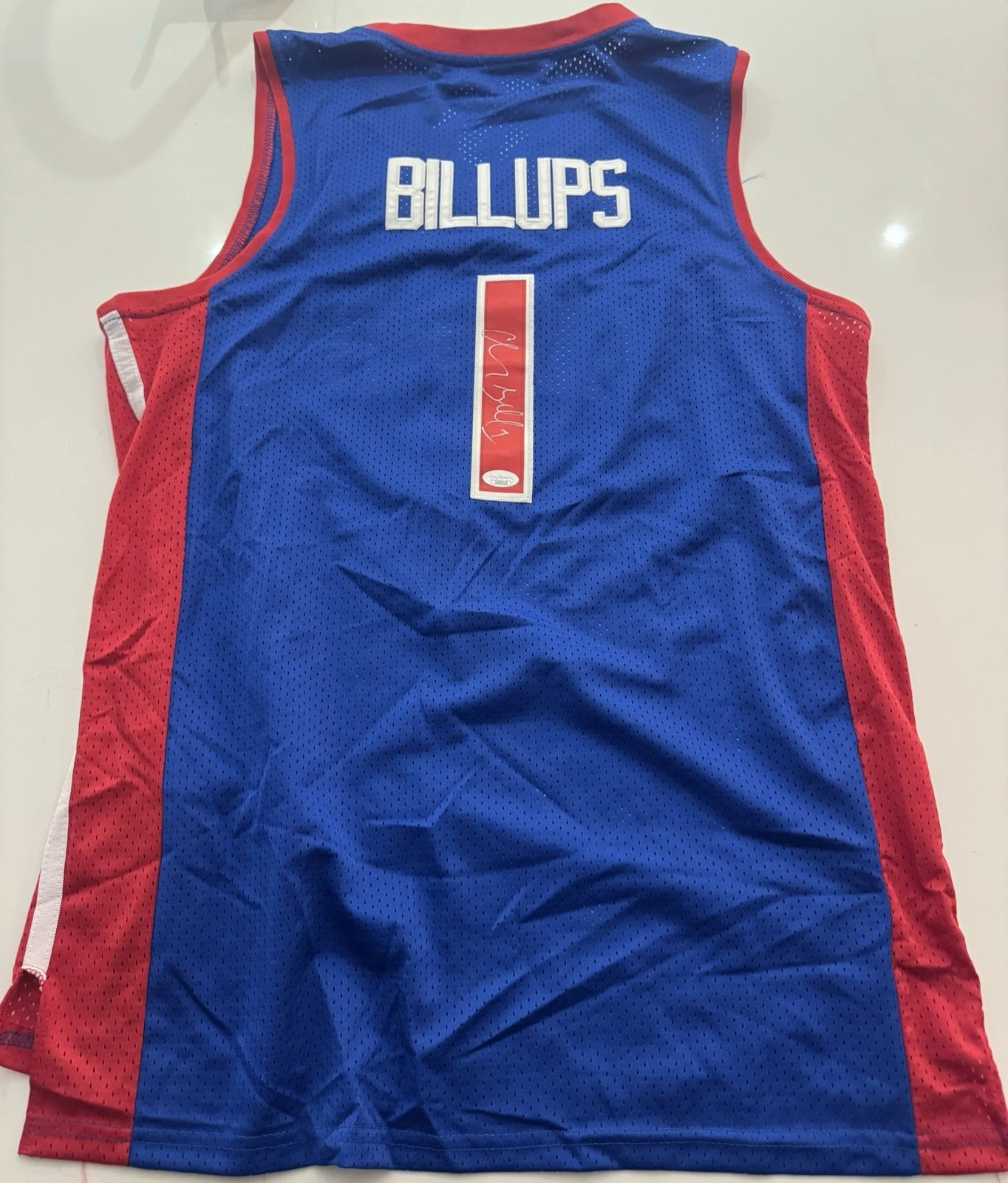 Chauncey Billups Signed Autographed Detroit Pistons Jersey. JSA Coa