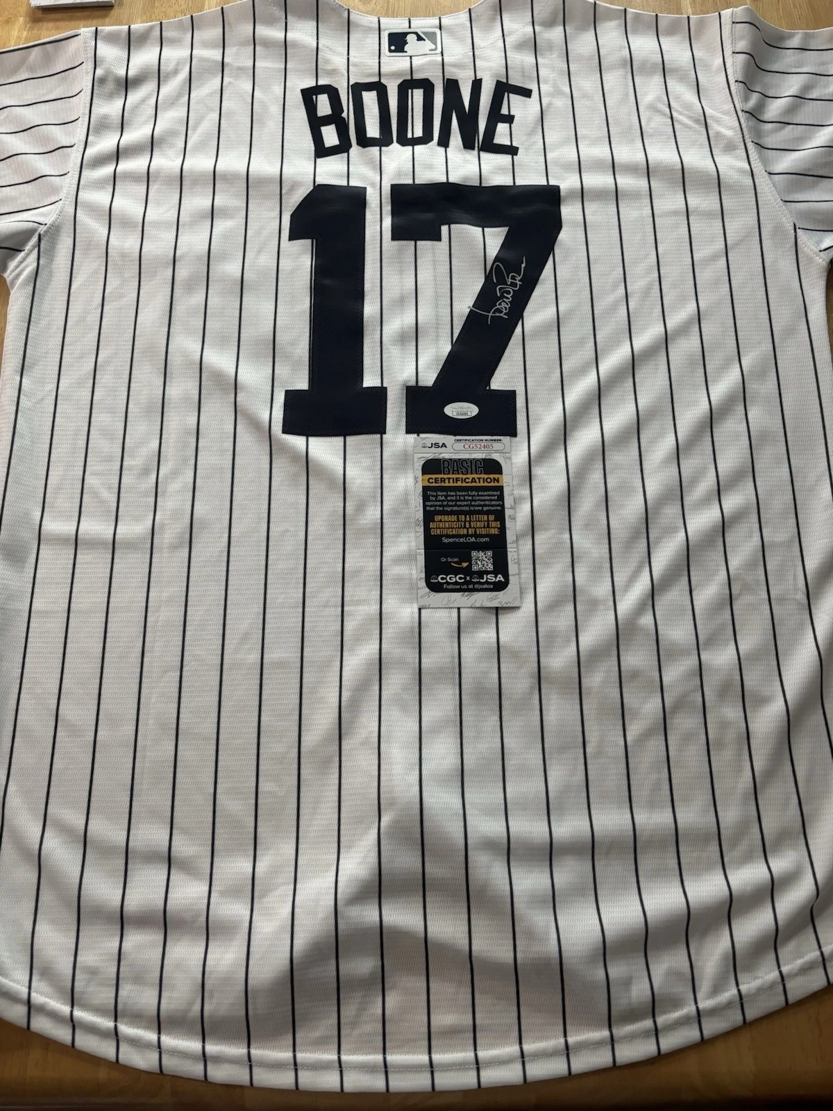 AARON BOONE SIGNED Autographed NEW YORK YANKEES  JERSEY JSA COA