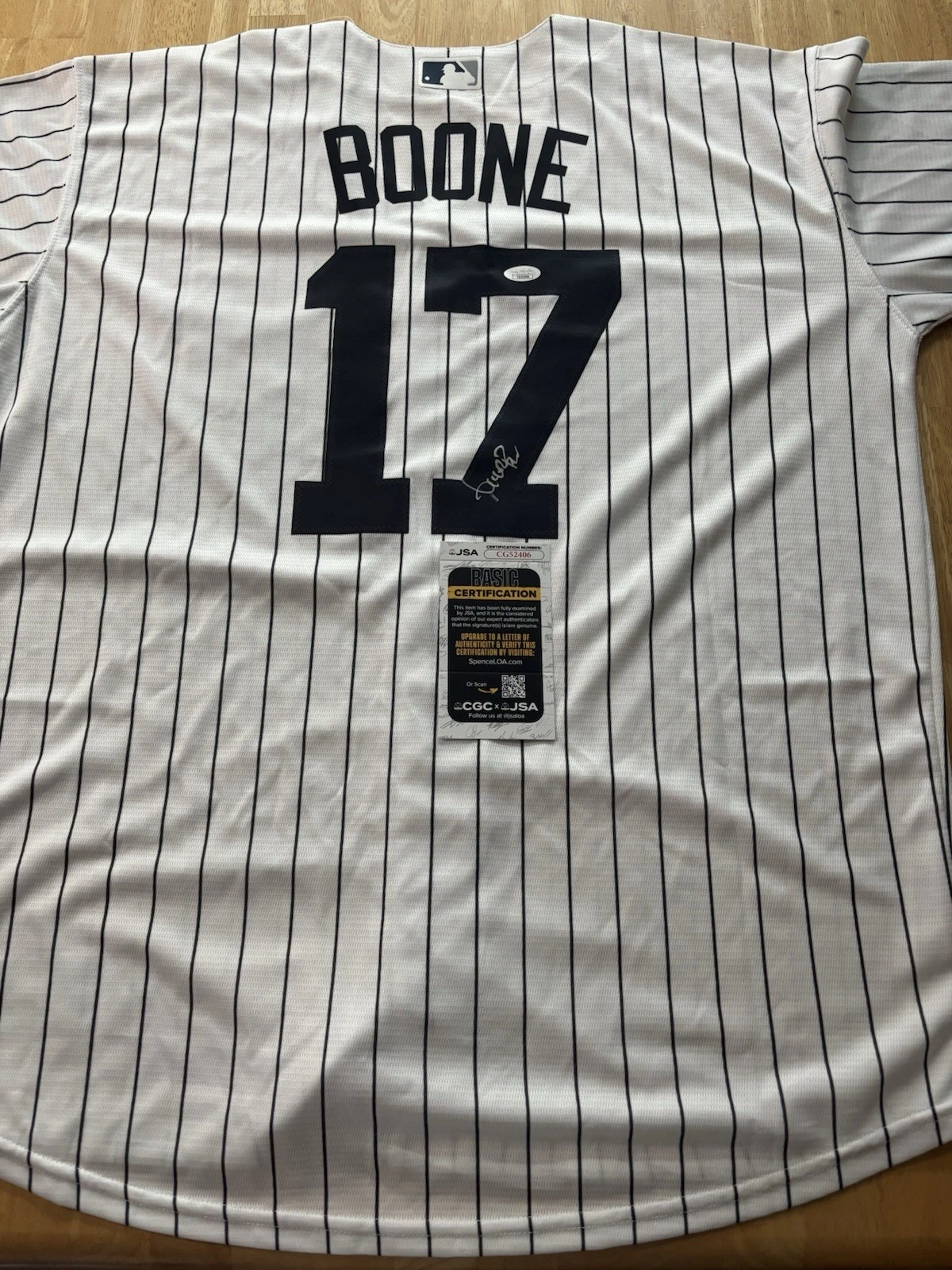 AARON BOONE SIGNED Autographed NEW YORK YANKEES  JERSEY JSA COA