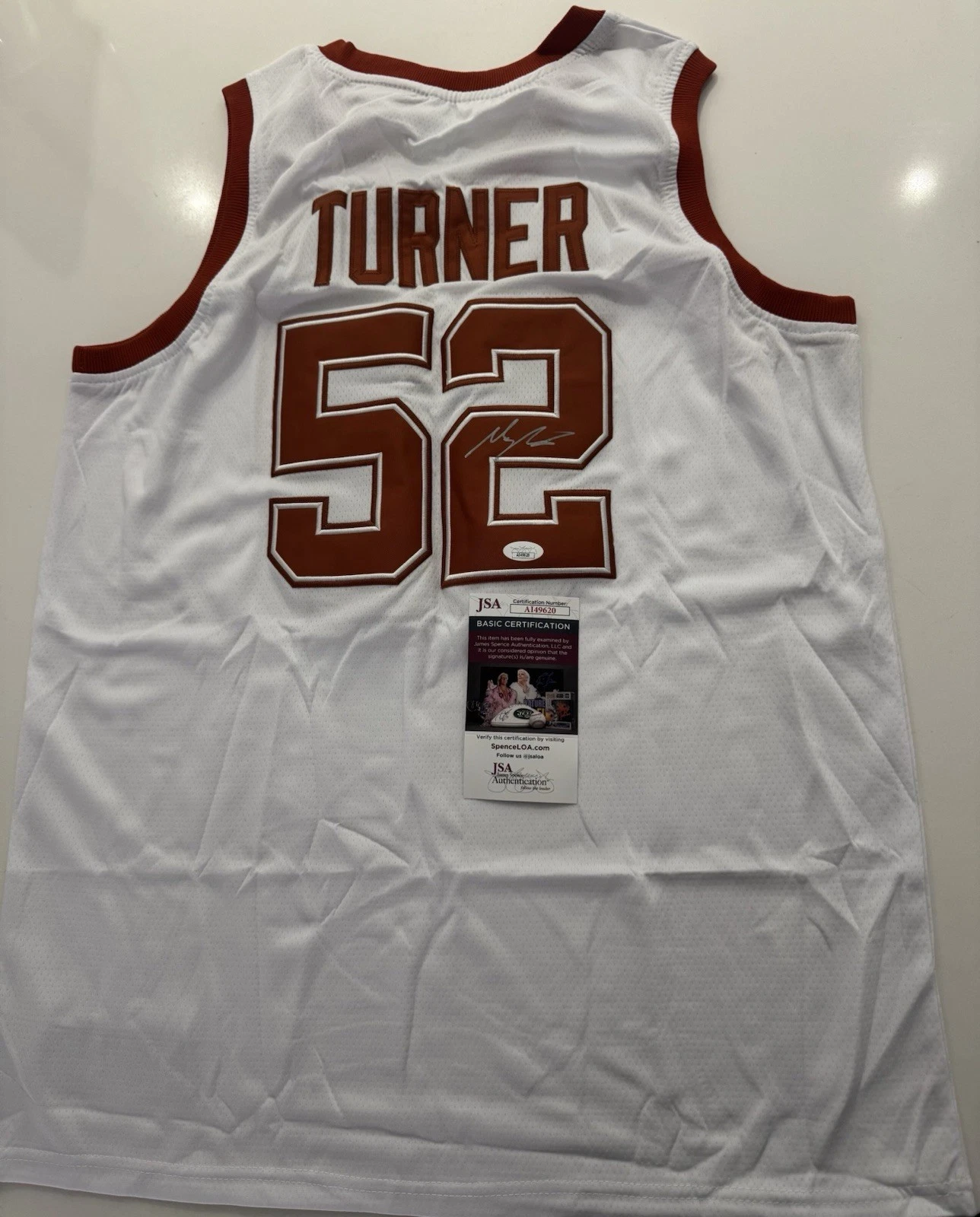 Myles Turner Signed Autographed Texas Longhorns Jersey JSA COA