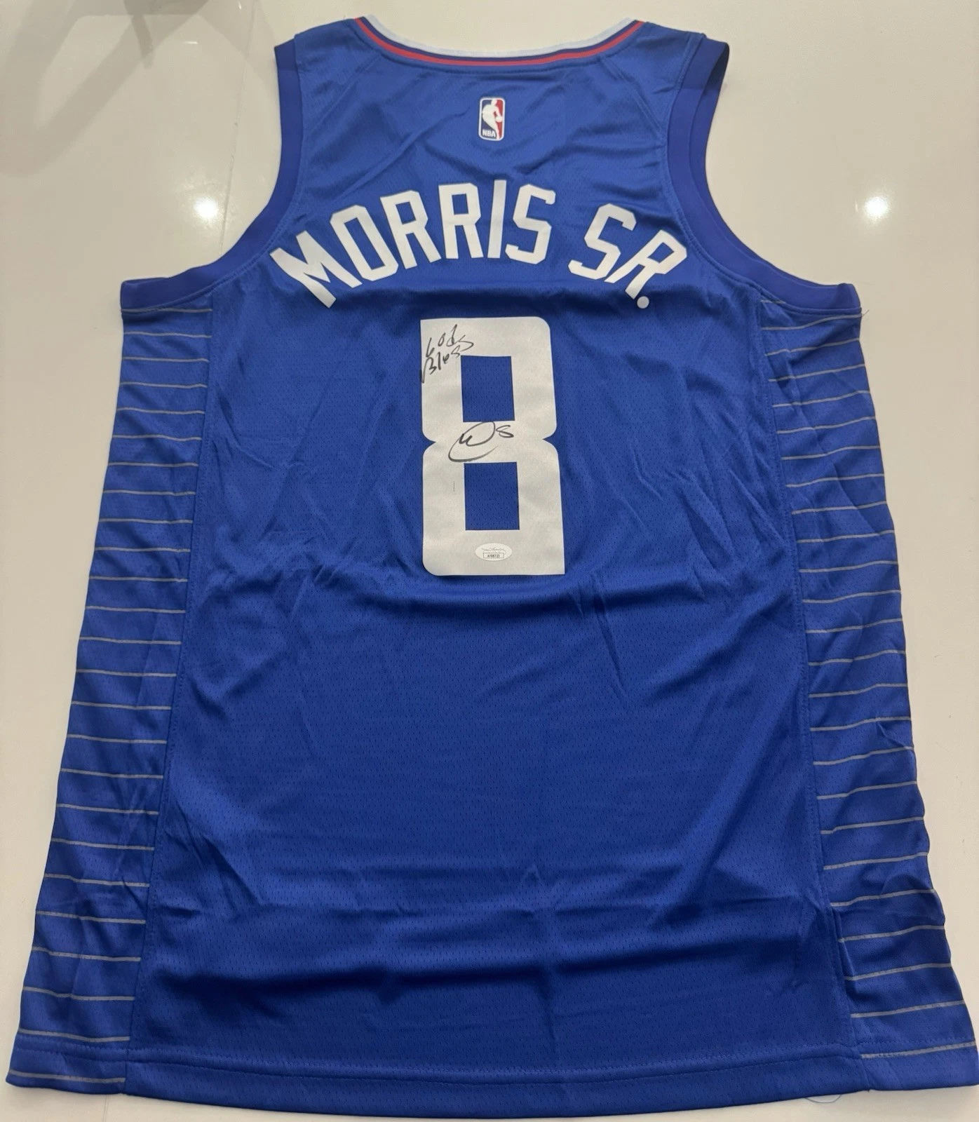 Marcus Morris Sr Los Angeles Clippers Autographed Jersey Inscribed JSA COA