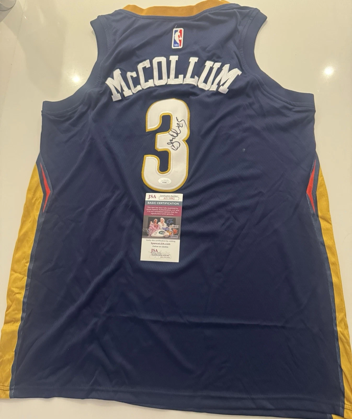 CJ McCollum New Orleans Pelicans Autographed Jersey JSA COA