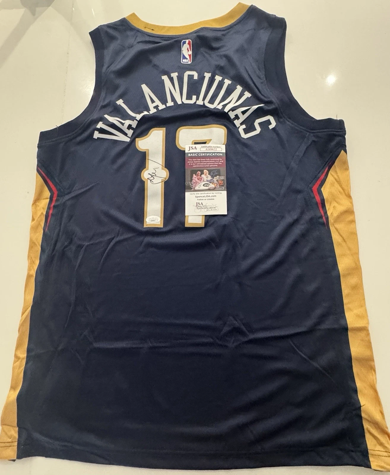 Jonas Valanciunas Signed Autographed New Orleans Pelicans Jersey JSA Coa