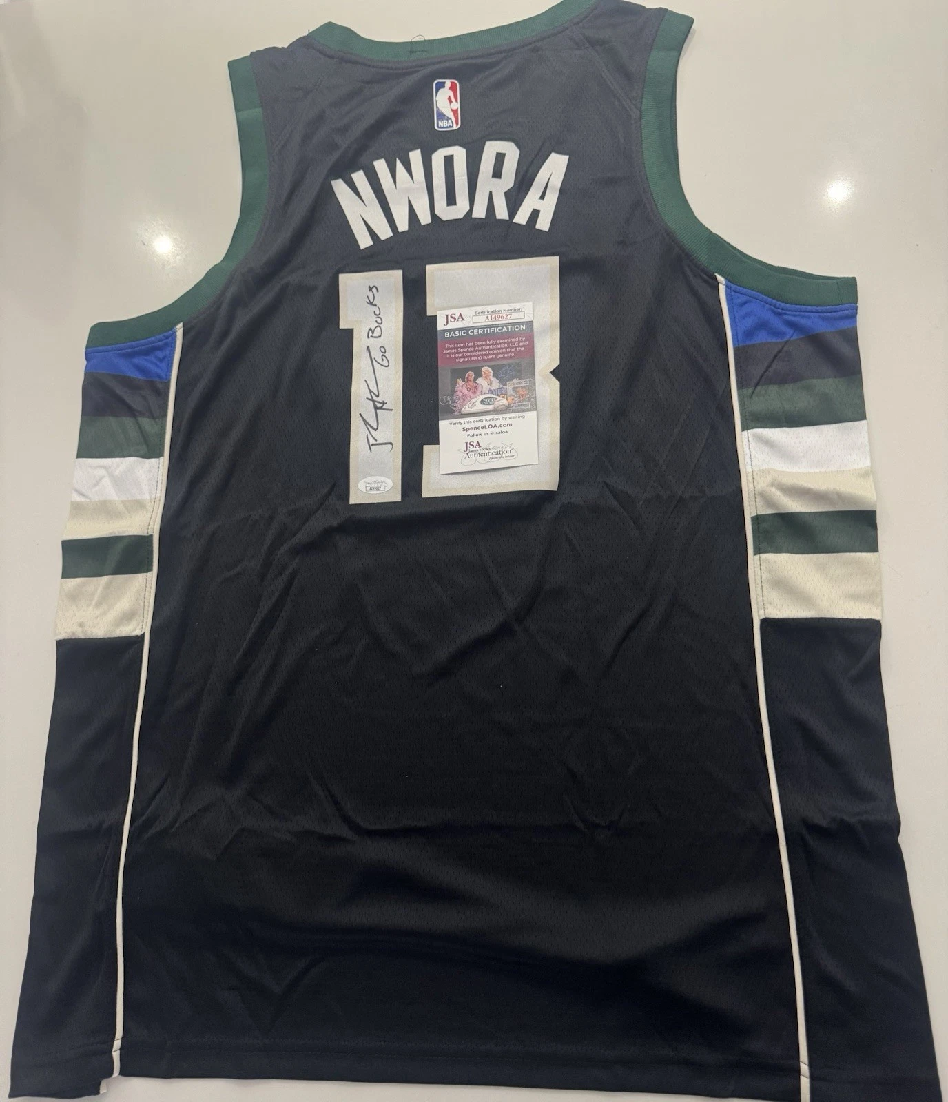 Jordan Nwora Signed Autographed  Jersey Milwaukee Bucks Jsa Coa. Inscribed