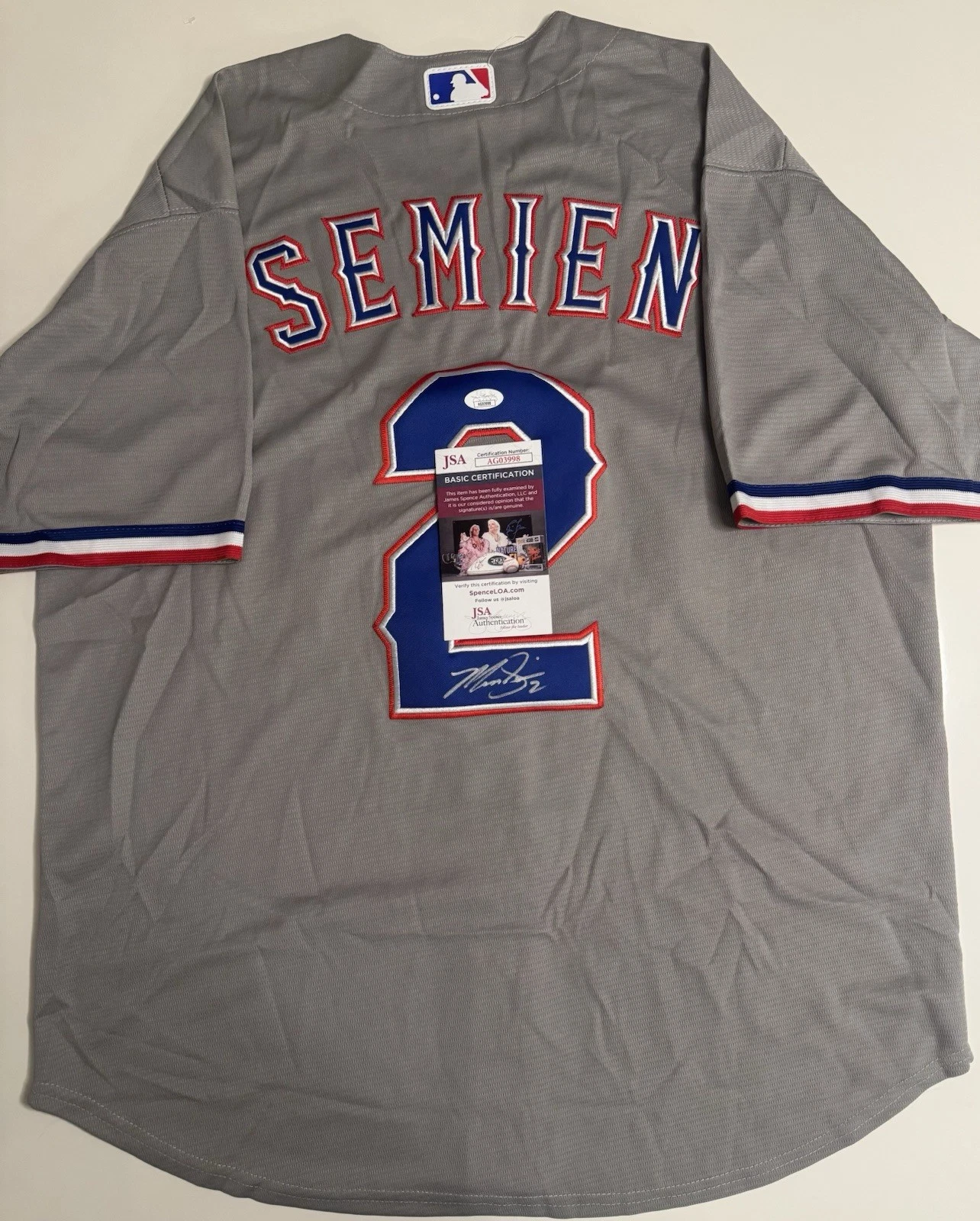 Marcus Semien Texas Rangers Autographed Jersey Star JSA COA