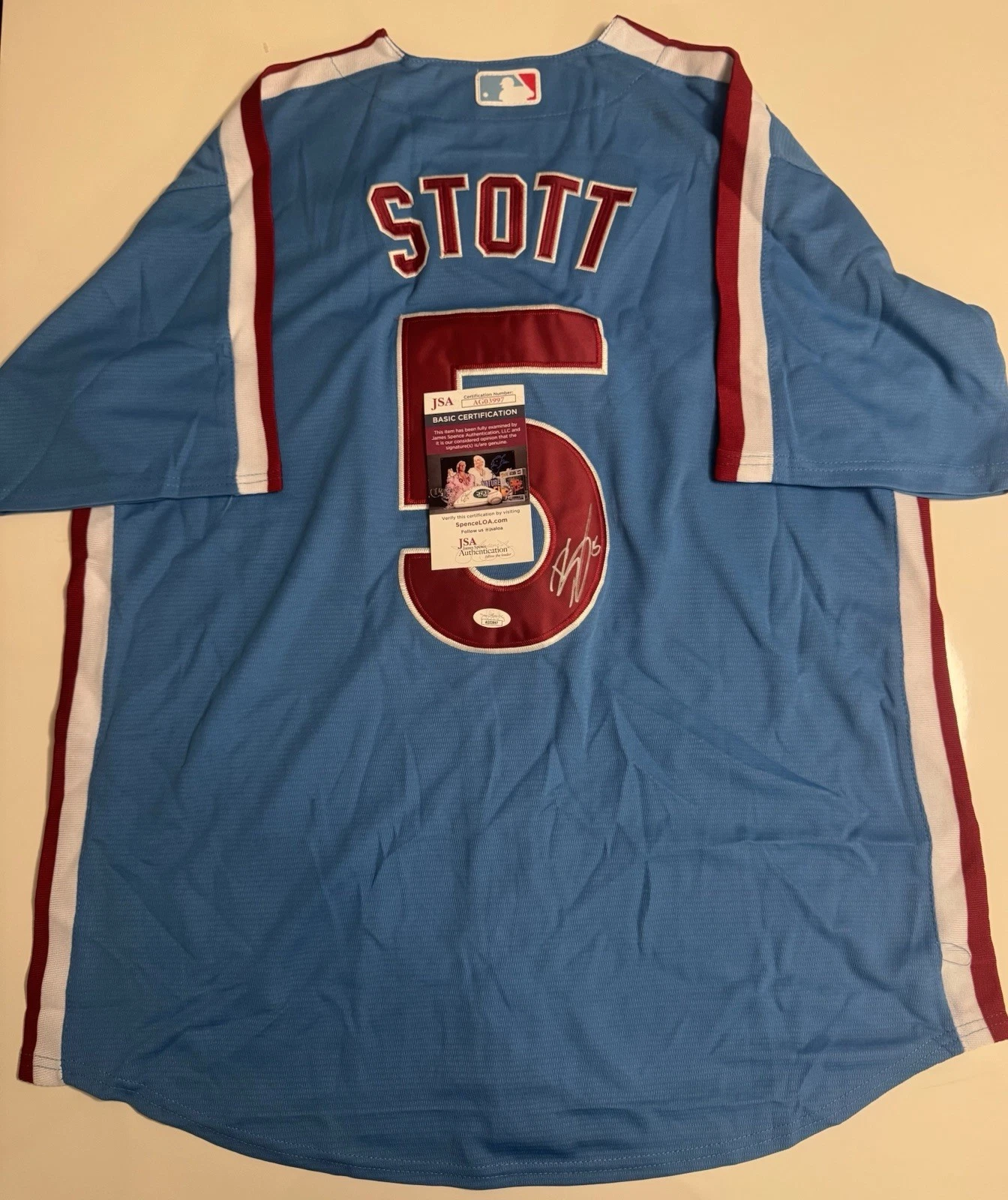 Bryson Stott Philadelphia Phillies Autographed Jersey Young Star JSA COA￼