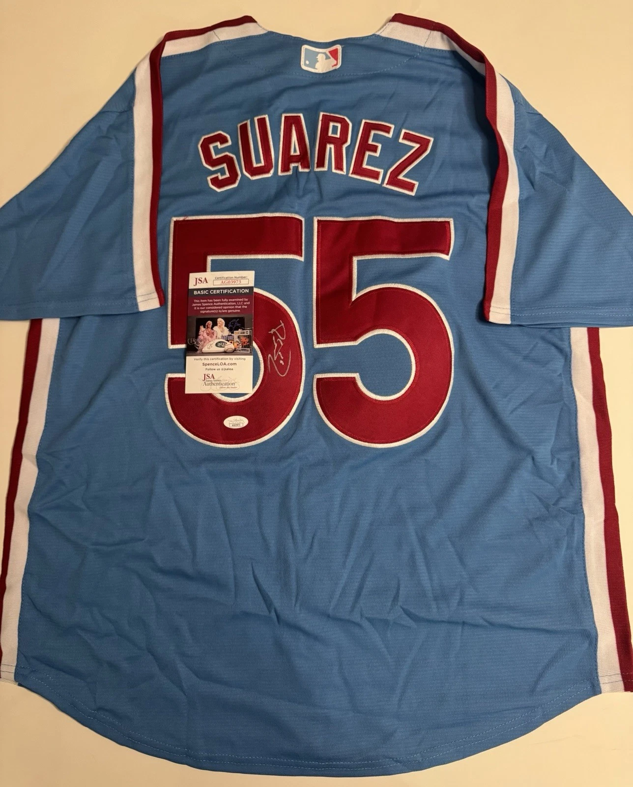 Ranger Suarez Philadelphia Phillies Autographed Jersey Star JSA COA