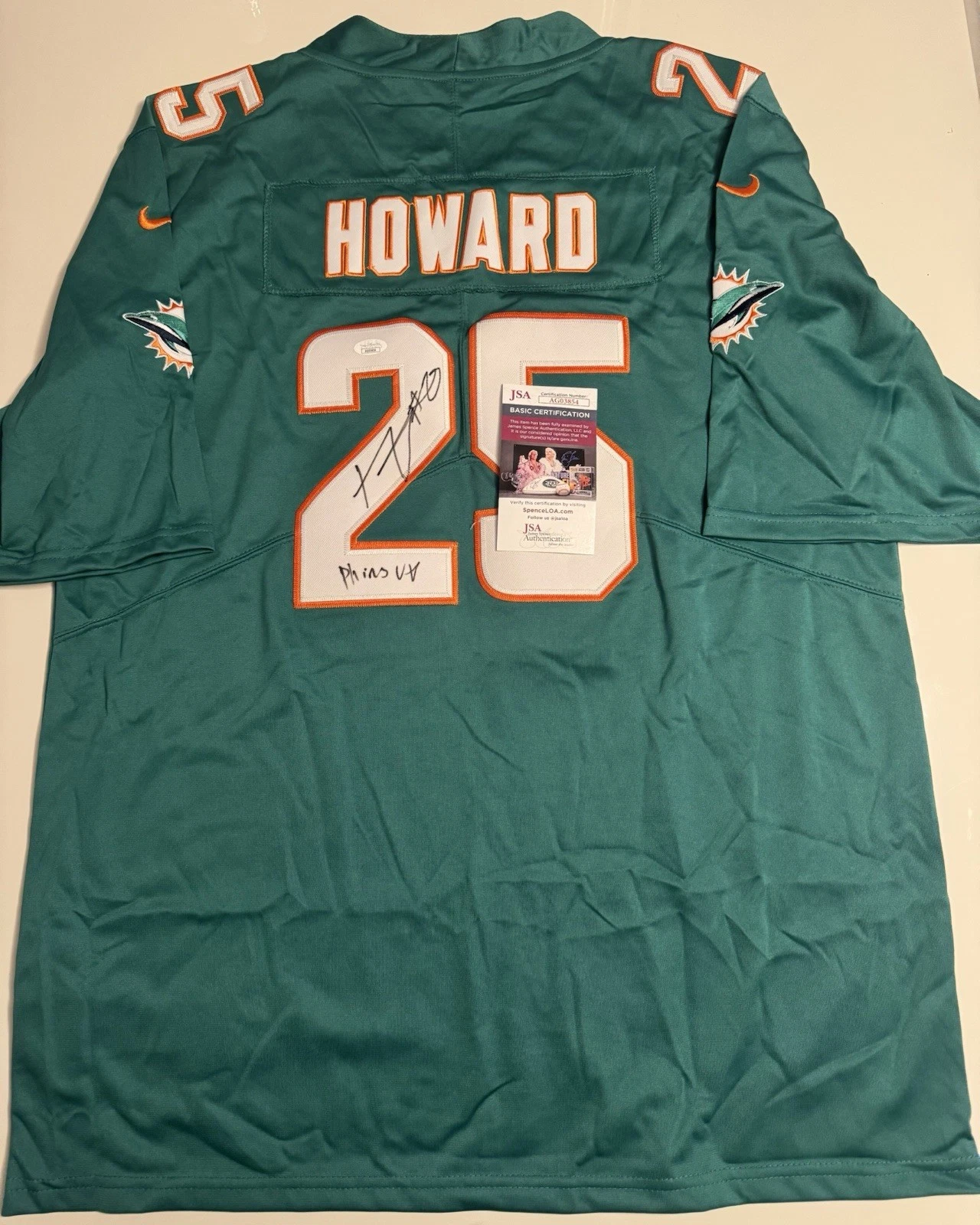 Xavien Howard Miami Dolphins Autographed Jersey JSA COA