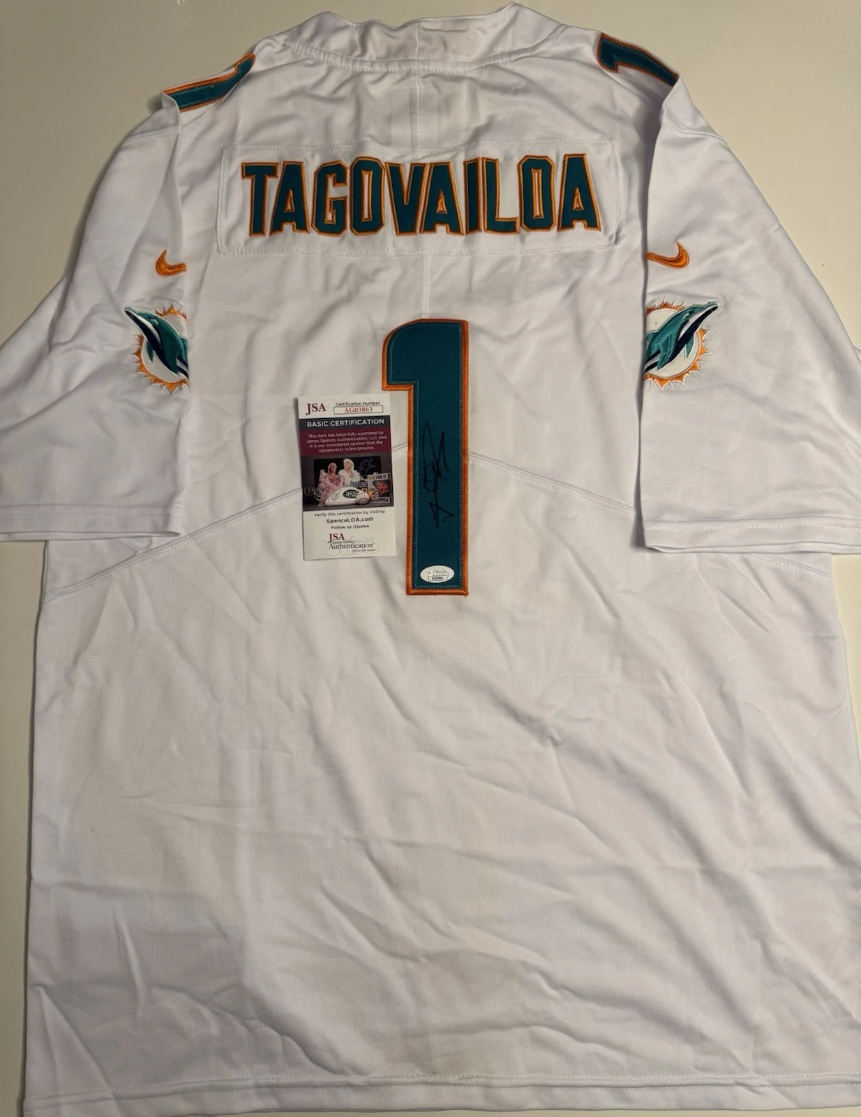 Tua Tagovailoa Miami Dolphins Autographed Jersey JSA COA