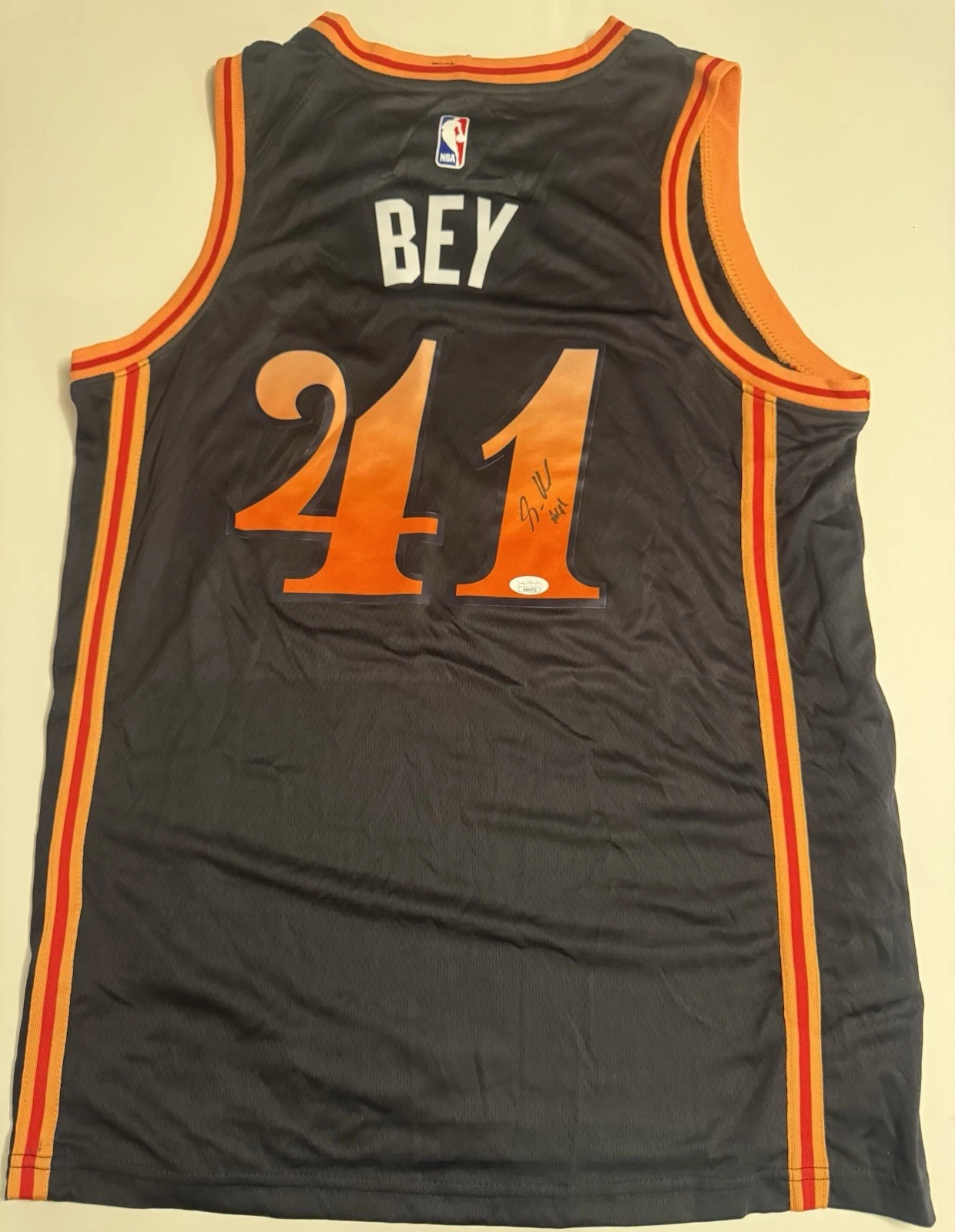 Saddiq Bey Signed Autographed Atlanta Hawks   Jersey. JSA Coa