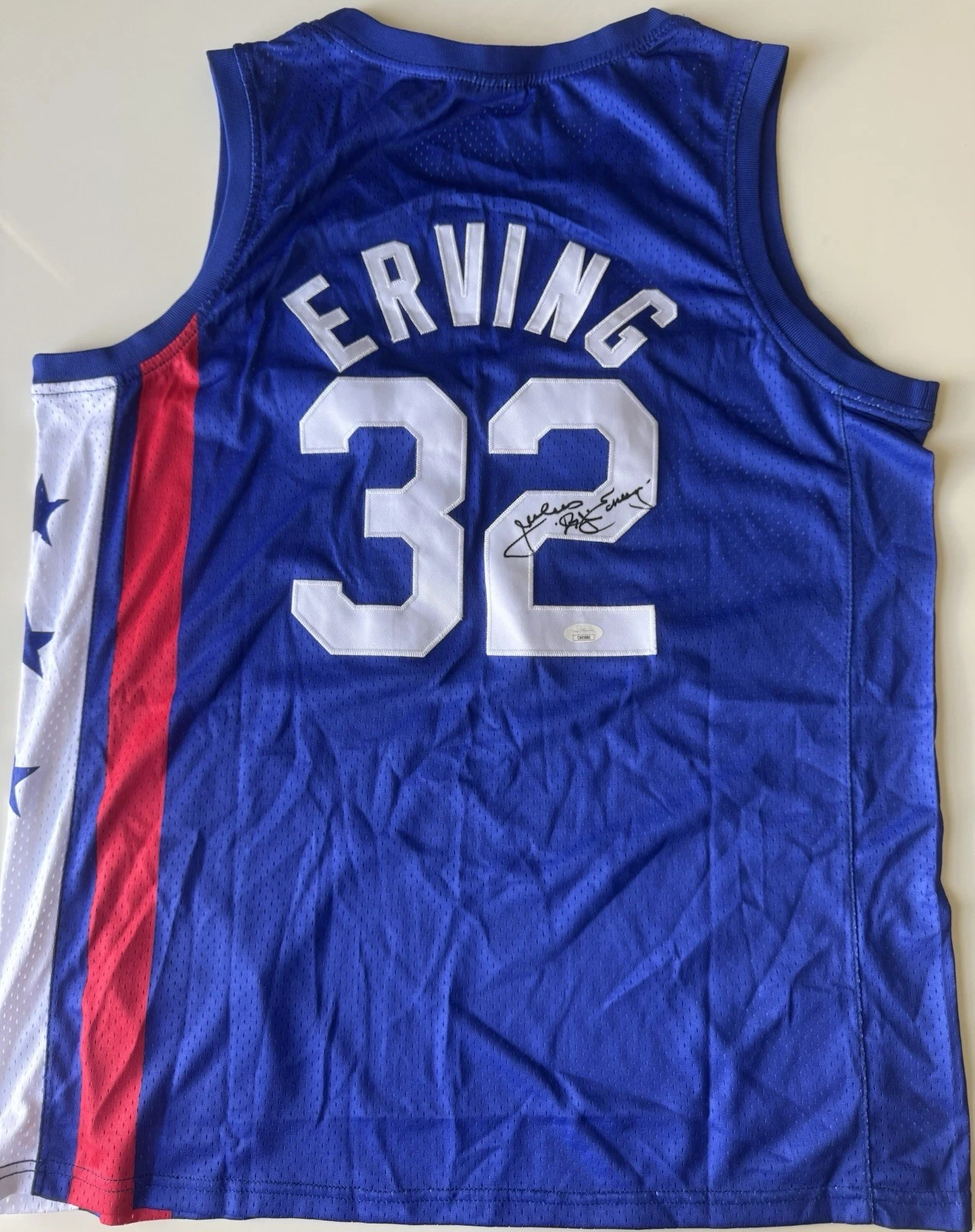 JULIUS ERVING SIGNED AUTOGRAPHED NY NETS  JERSEY JSA COA DR J. HOF