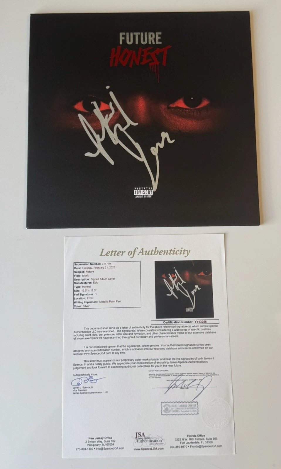 Future Rapper Honest Autographed Vinyl JSA LOA COA