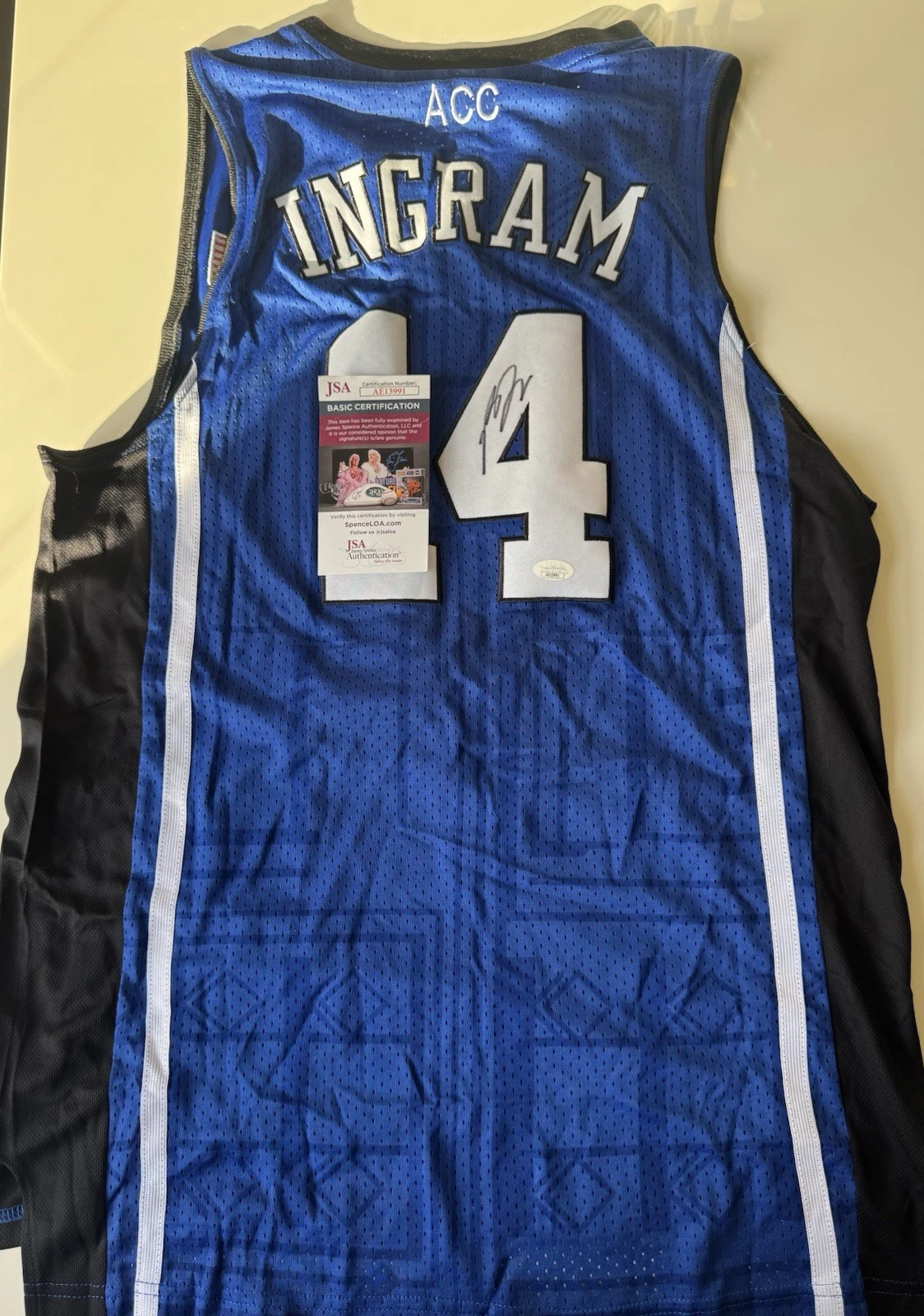Brandon Ingram Duke Blue Devils Autographed Jersey JSA COA