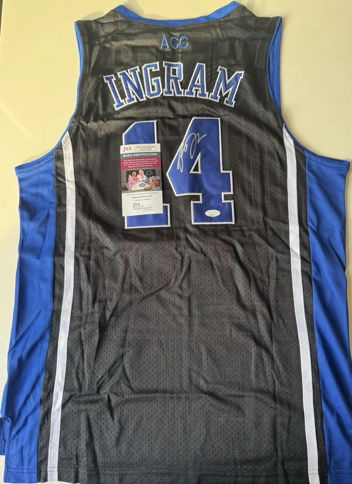 Brandon Ingram Duke Blue Devils Autographed Jersey JSA COA