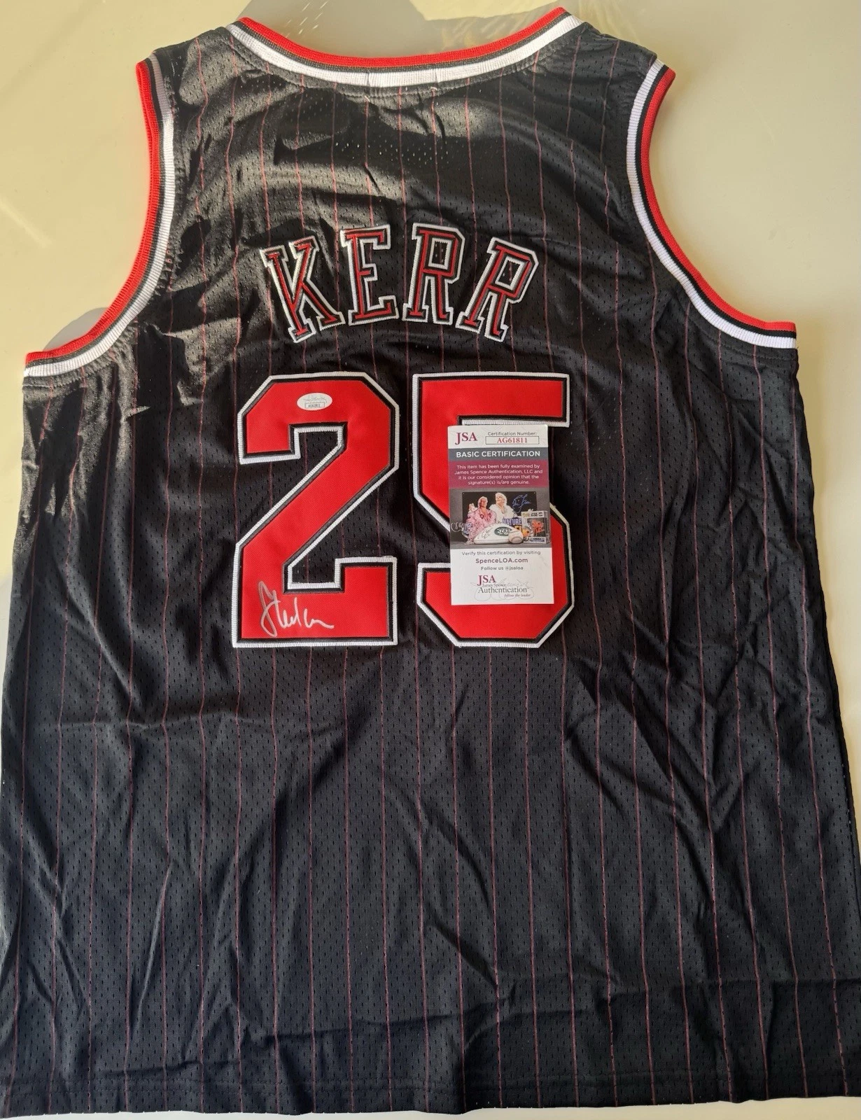 Steve Kerr Signed Chicago Bulls Jersey Warriors Coach Autographed JSA COA