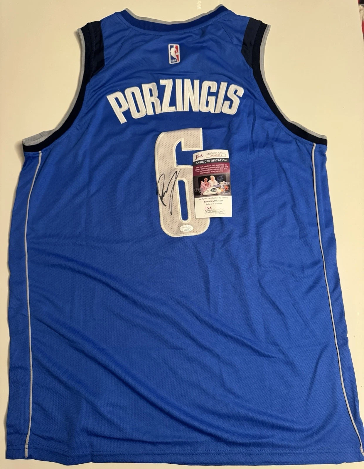Kristaps Porzingis Dallas Mavericks Autographed Jersey JSA COA