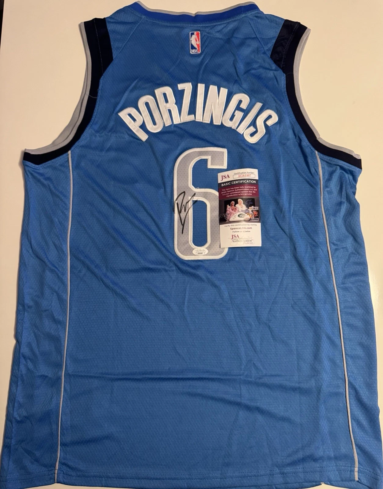 Kristaps Porzingis Dallas Mavericks Autographed Jersey JSA COA