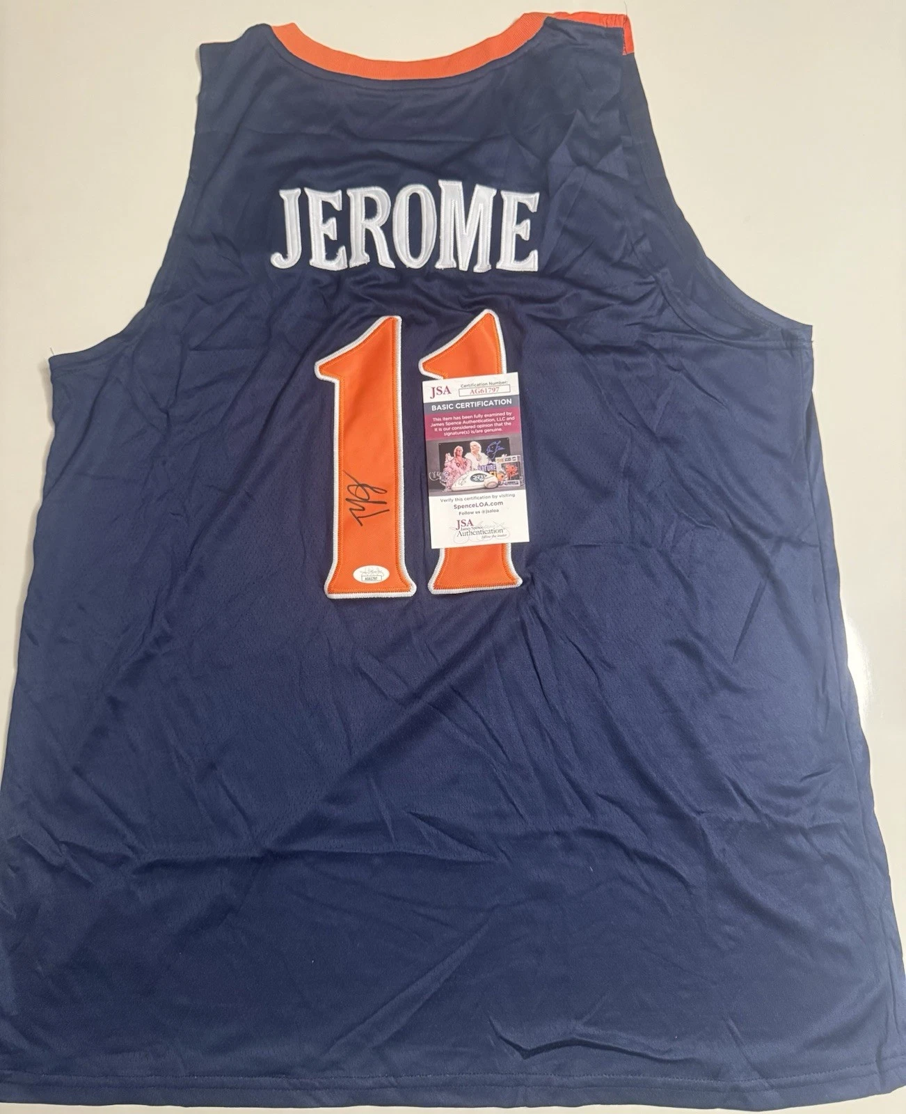 Ty Jerome Virginia Cavaliers Autographed Jersey Cavs JSA COA