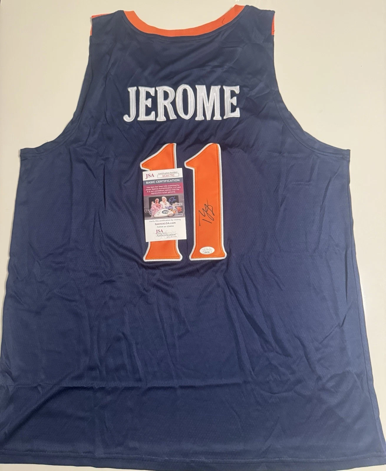 Ty Jerome Virginia Cavaliers Autographed Jersey Cavs JSA COA