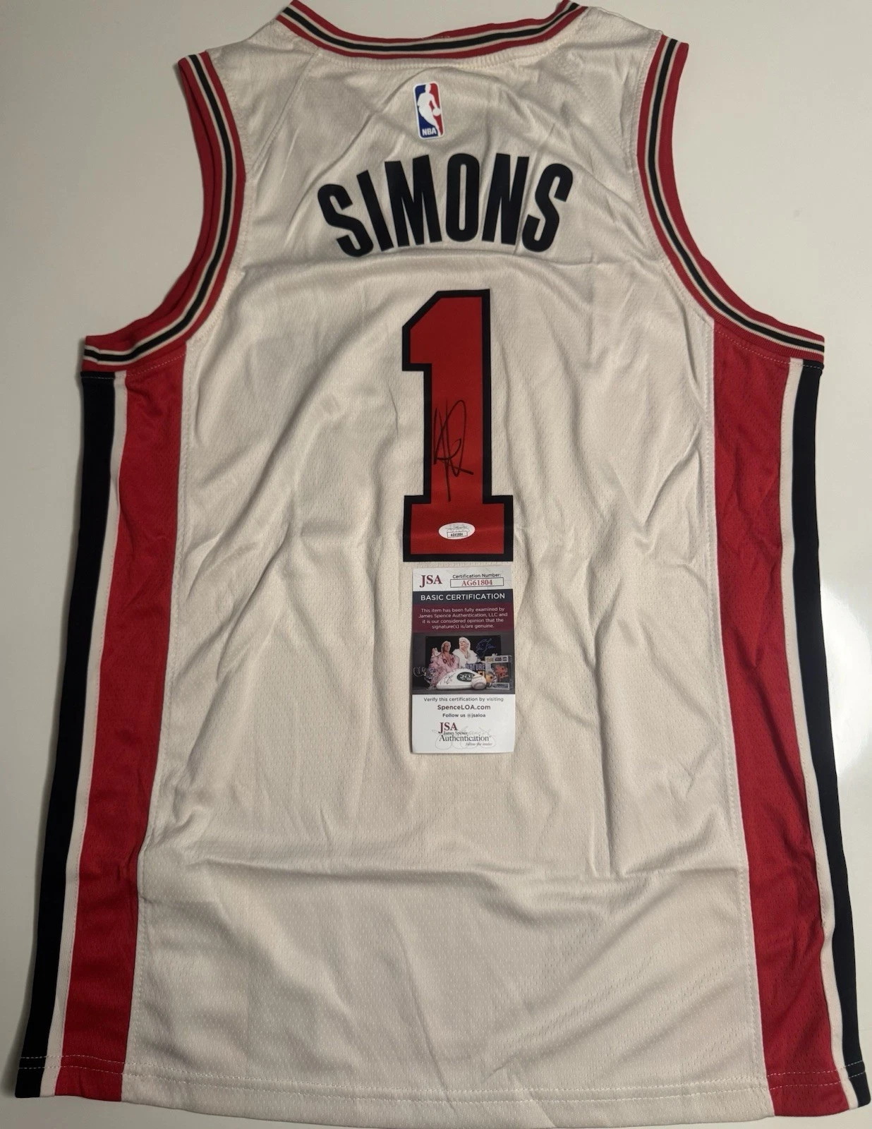 Anfernee Simons Portland Trail Blazers Autographed Jersey JSA COA