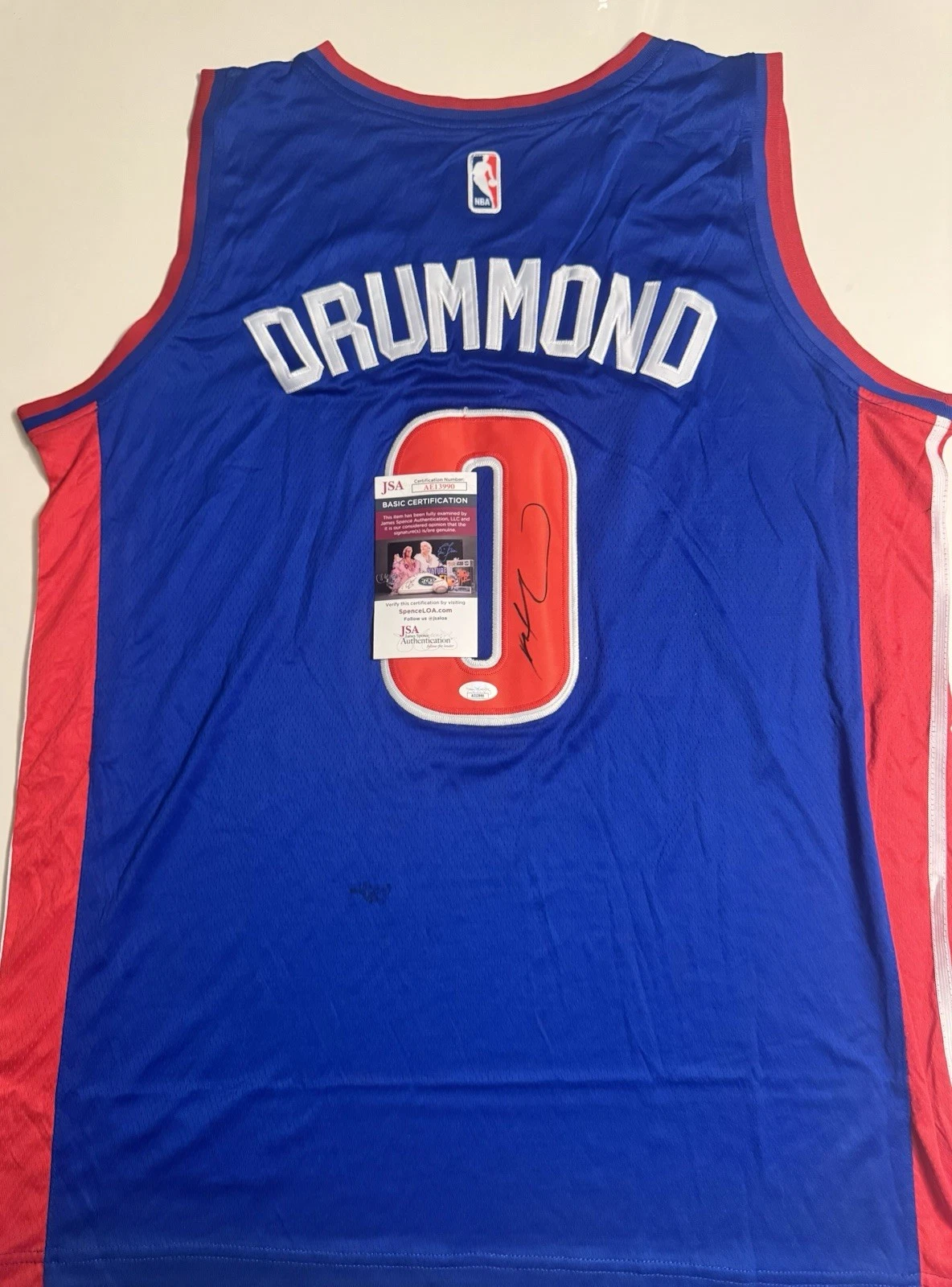 Andre Drummond Detroit Pistons Autographed Jersey JSA JSA