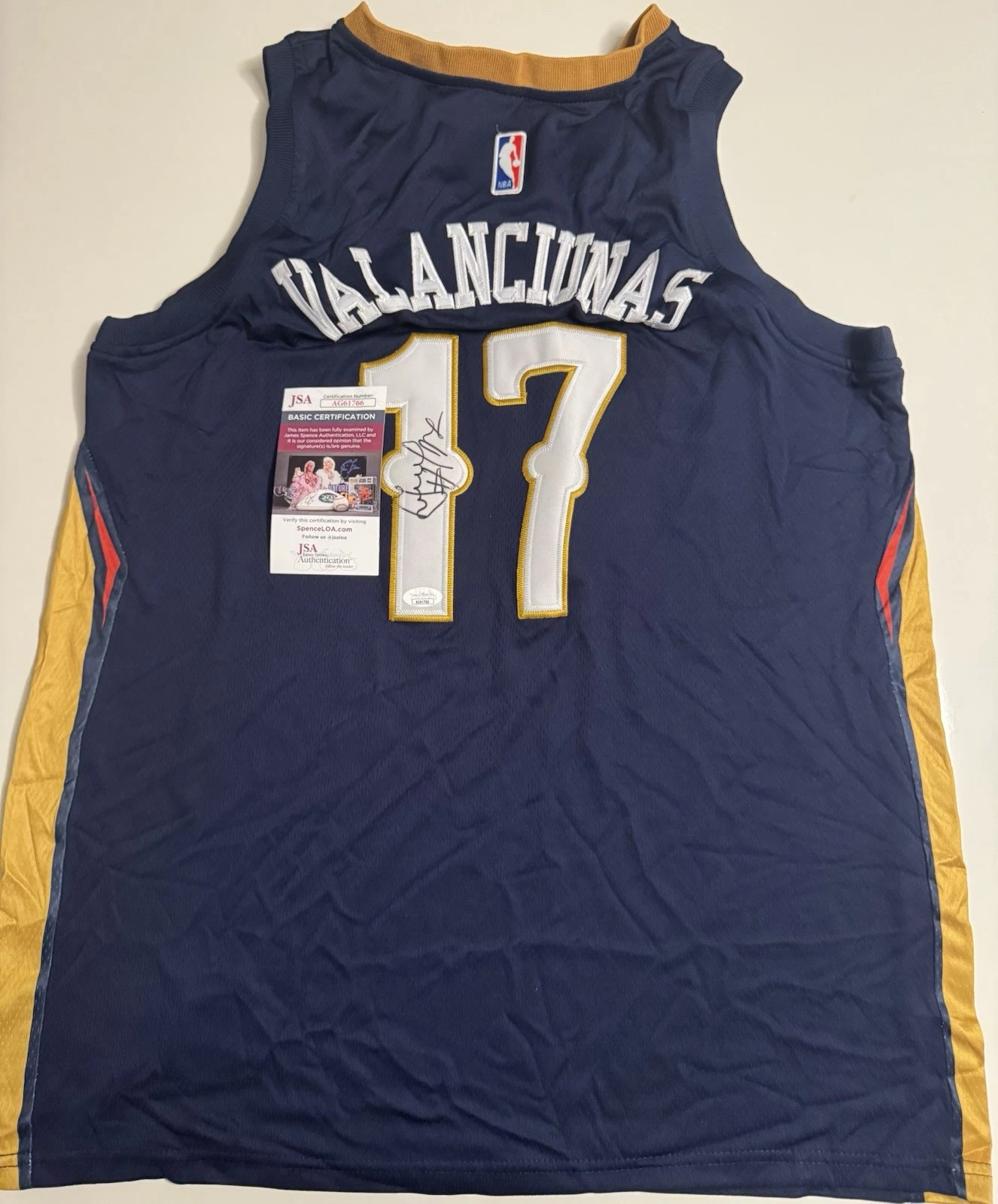 Jonas Valanciunas New Orleans Pelicans Autographed Jersey JSA COA