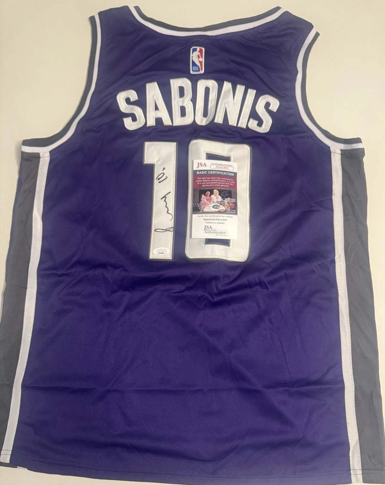 Domantas Sabonis Sacramento Kings Autographed Jersey JSA COA