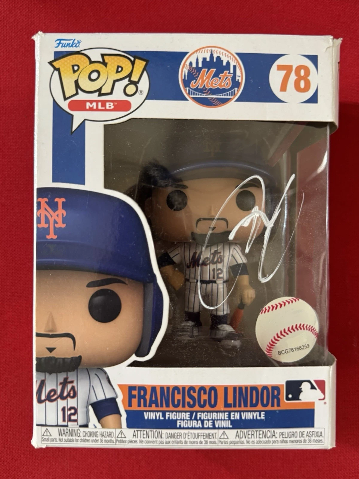 Francisco Lindor New York Mets Autographed #78 Funko Pop JSA COA READ