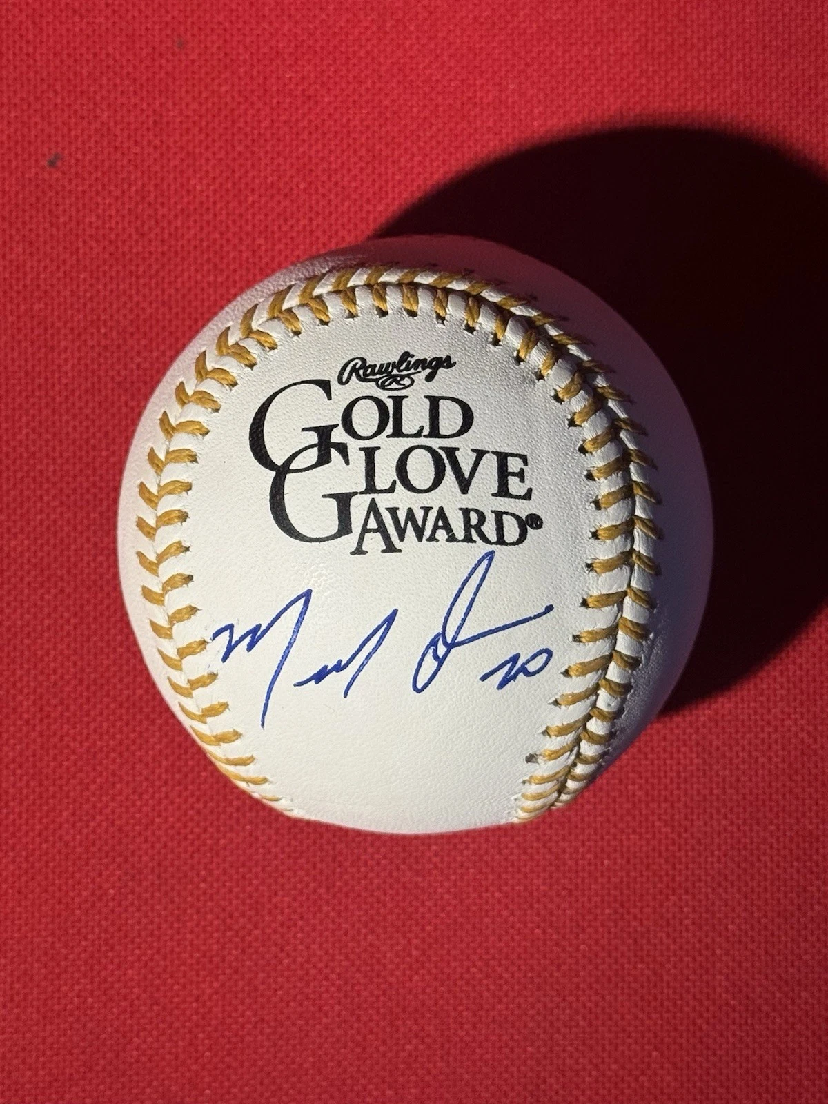 Marcell Ozuna Atlanta Braves Autographed Gold Glove Baseball JSA COA