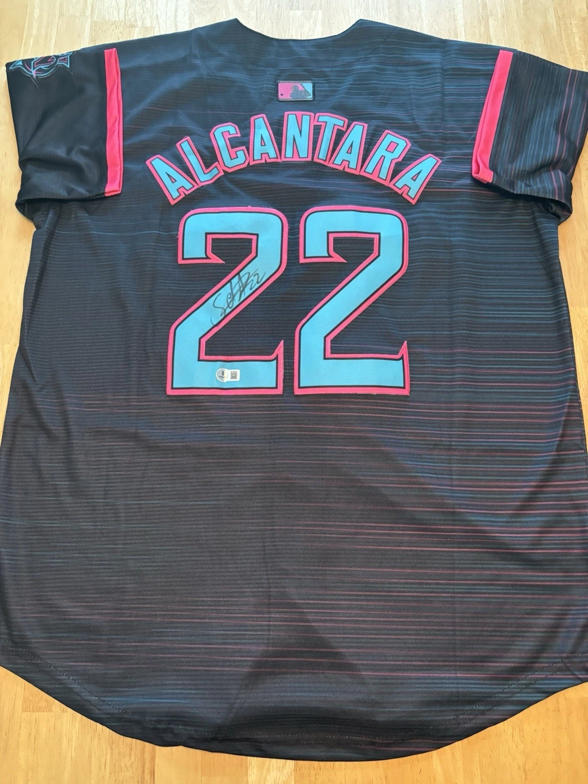 Sandy Alcantara Signed Autographed Miami Marlins City Connect Jersey. Beckett
