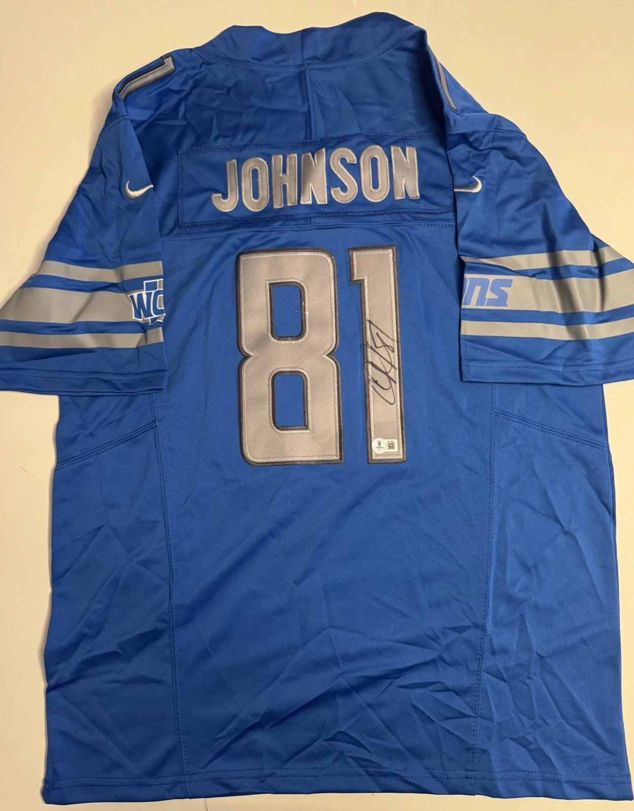 Calvin Johnson Detroit Lions Autographed Jersey HOF Beckett BAS COA
