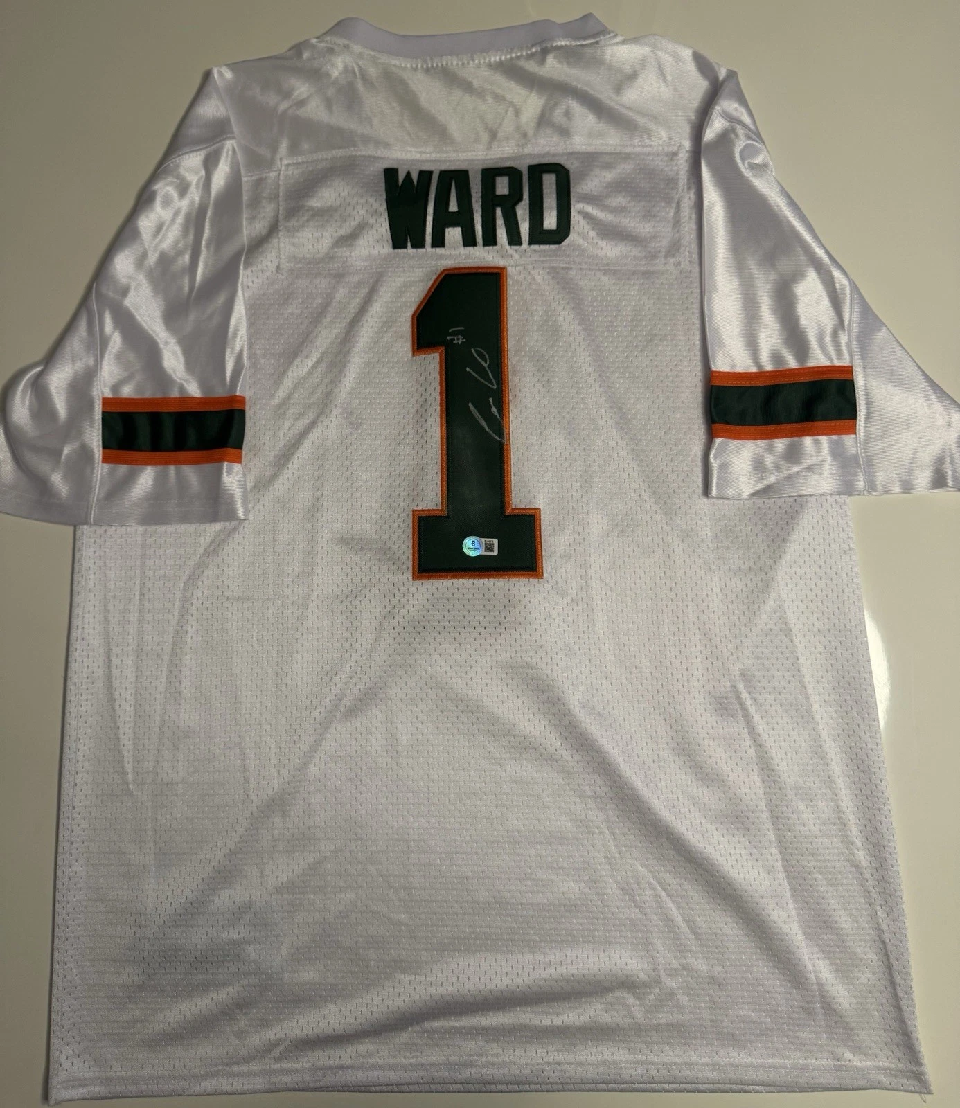Cam Ward Miami Hurricanes Autographed  Jersey Titans #1 Pick Beckett BAS COA