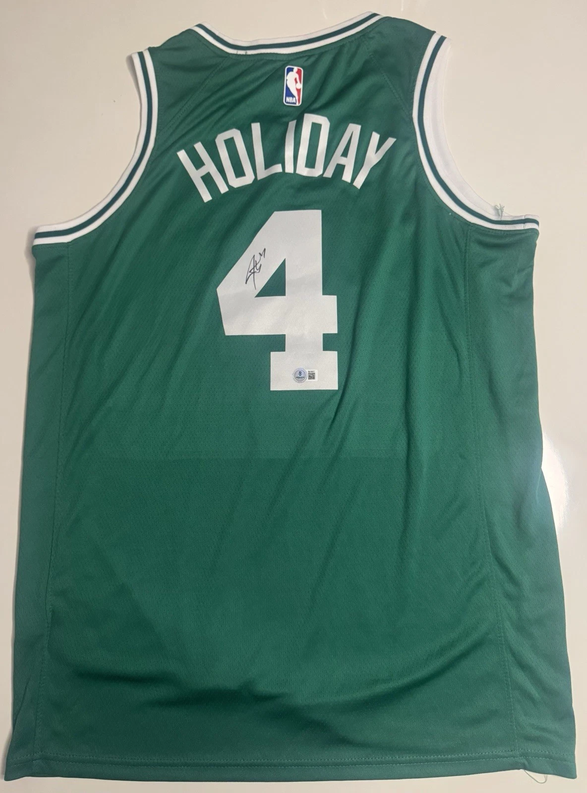 Jrue Holiday Boston Celtics Autographed Jersey Champs Beckett BAS COA