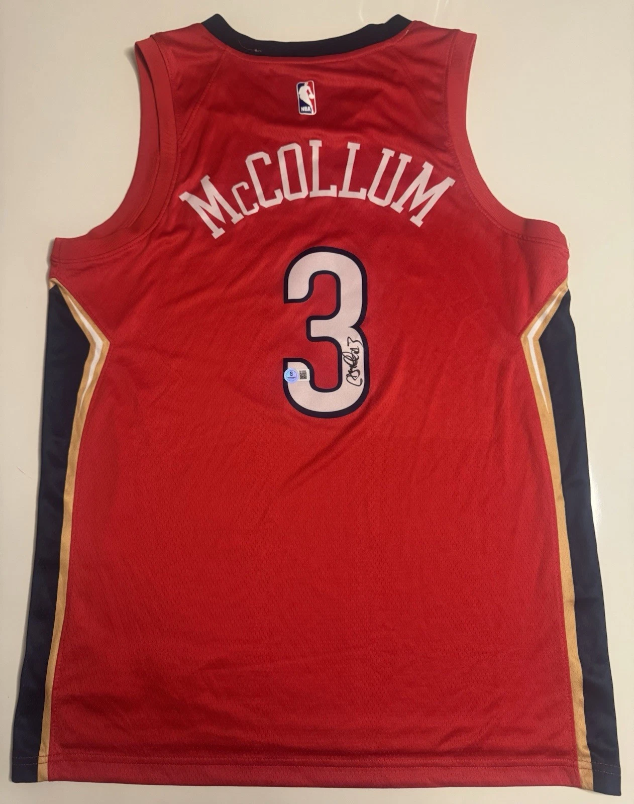 CJ McCollum New Orleans Pelicans Autographed Jersey Beckett BAS COA