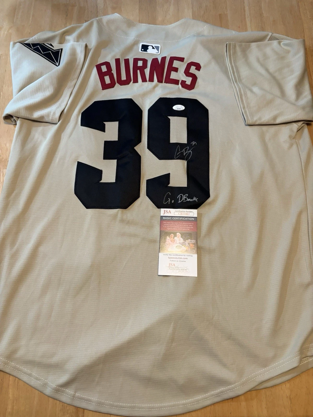 Corbin Burnes Signed Autographed Arizona Diamondbacks Jersey Jsa Coa. Inscribed