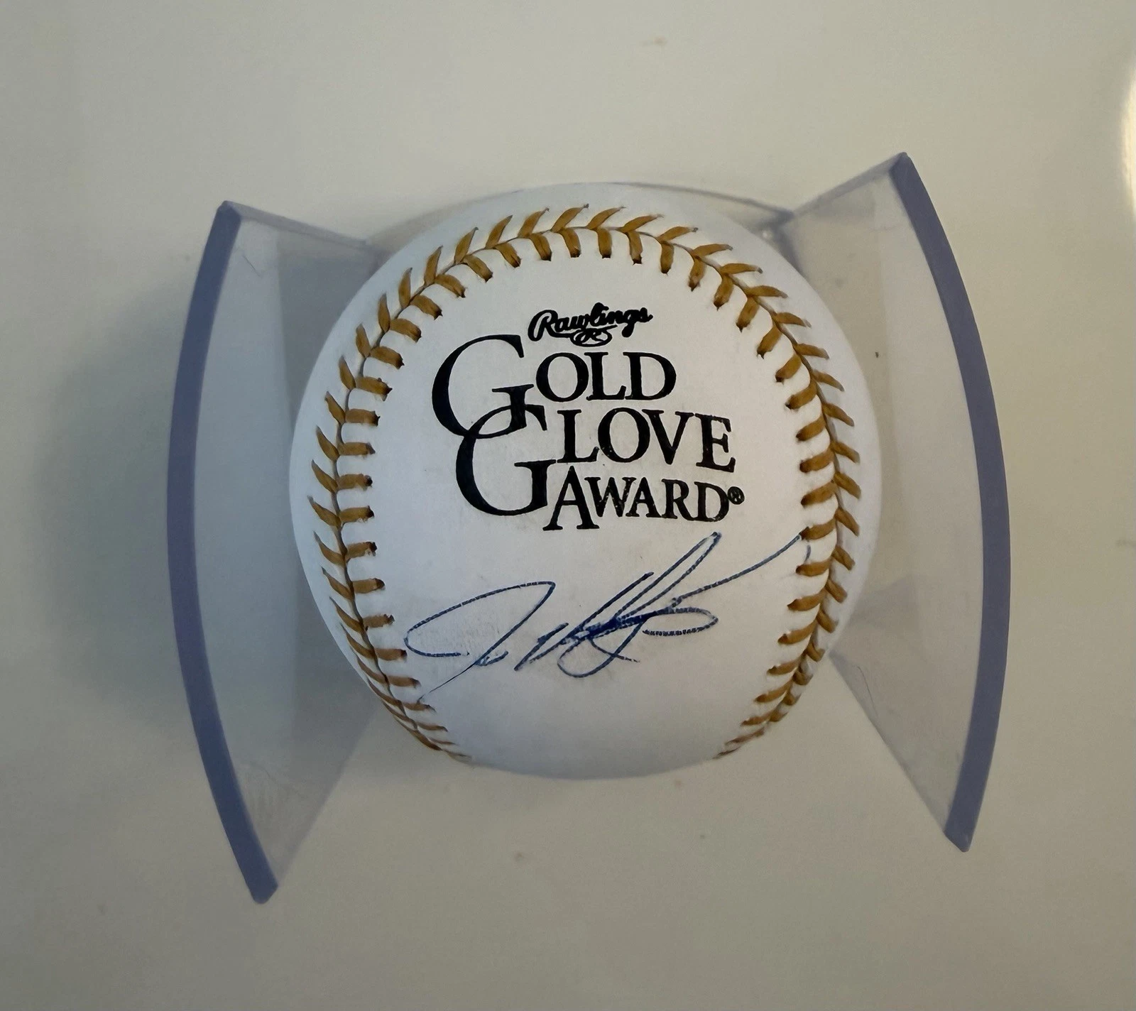 Ivan Pudge Rodriguez Texas Rangers Autographed Gold Glove Baseball JSA COA